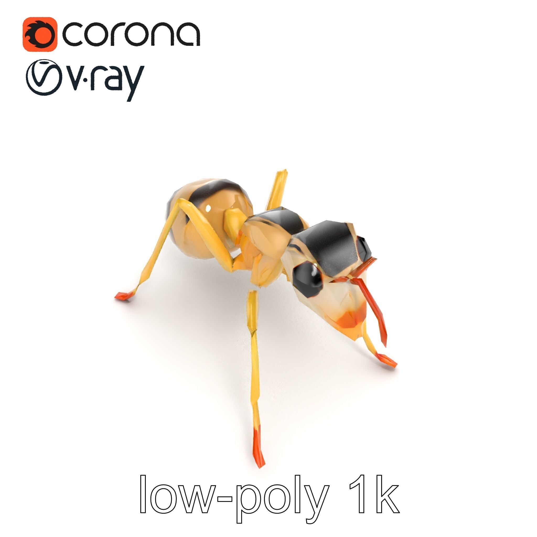 Crystal White Sugar Ant Model Pack Low-poly 3D model_26