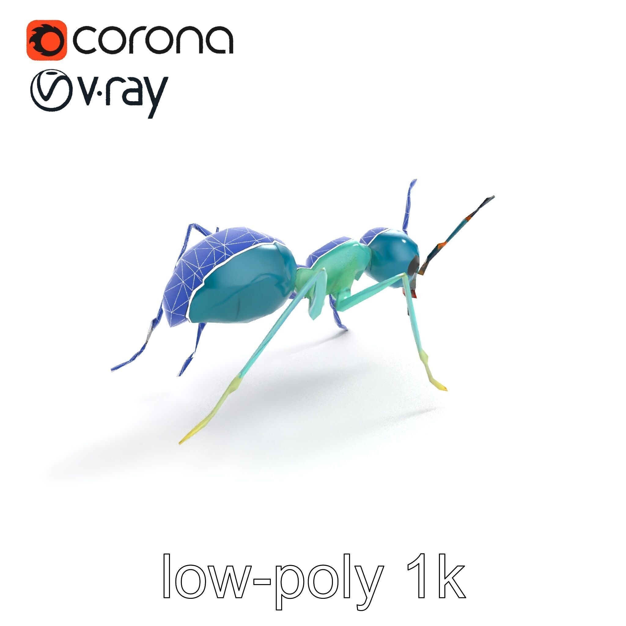 Aquamarine Water Ant Smooth Model Pack Low-poly 3D model_28