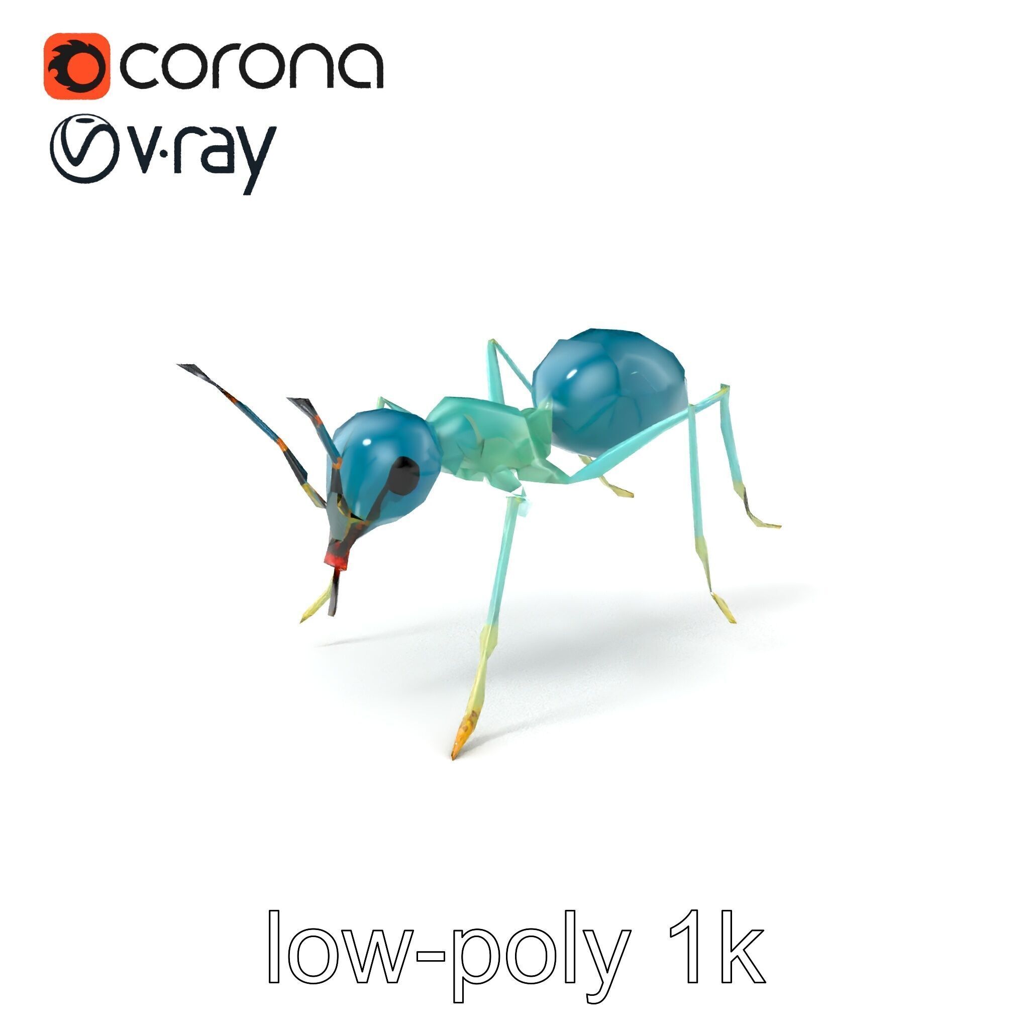 Aquamarine Water Ant Smooth Model Pack Low-poly 3D model_5