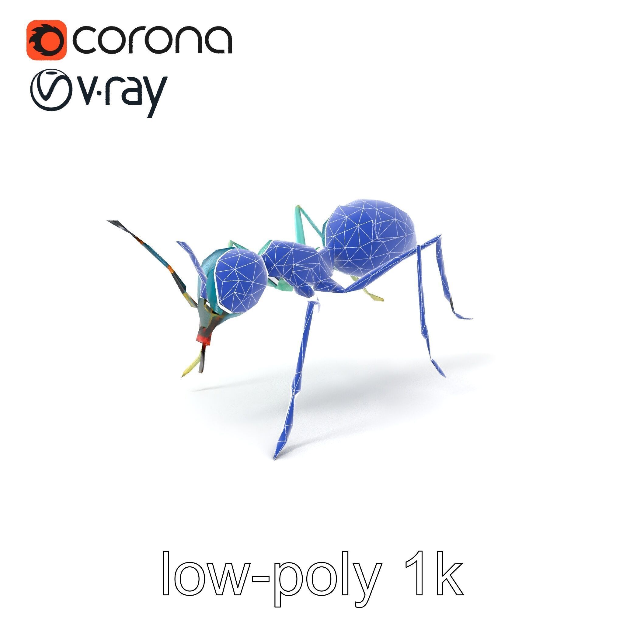 Aquamarine Water Ant Smooth Model Pack Low-poly 3D model_7