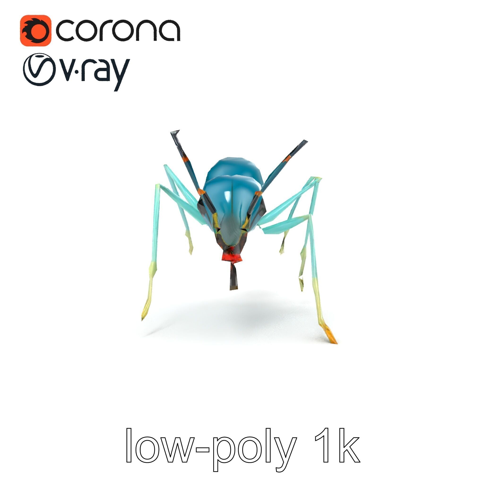 Aquamarine Water Ant Smooth Model Pack Low-poly 3D model_23