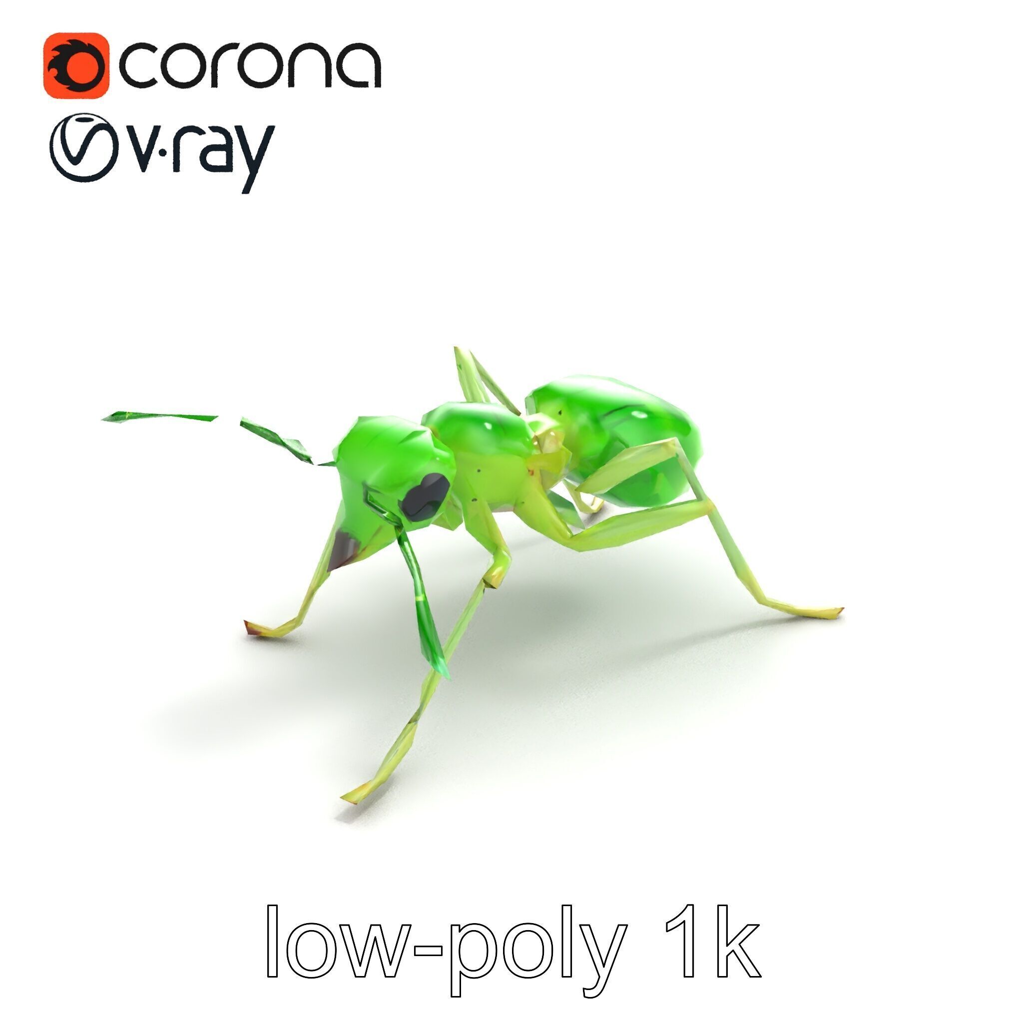 Bioluminescent Neon Green Firefly Ant Insect model pack Low-poly 3D model_8