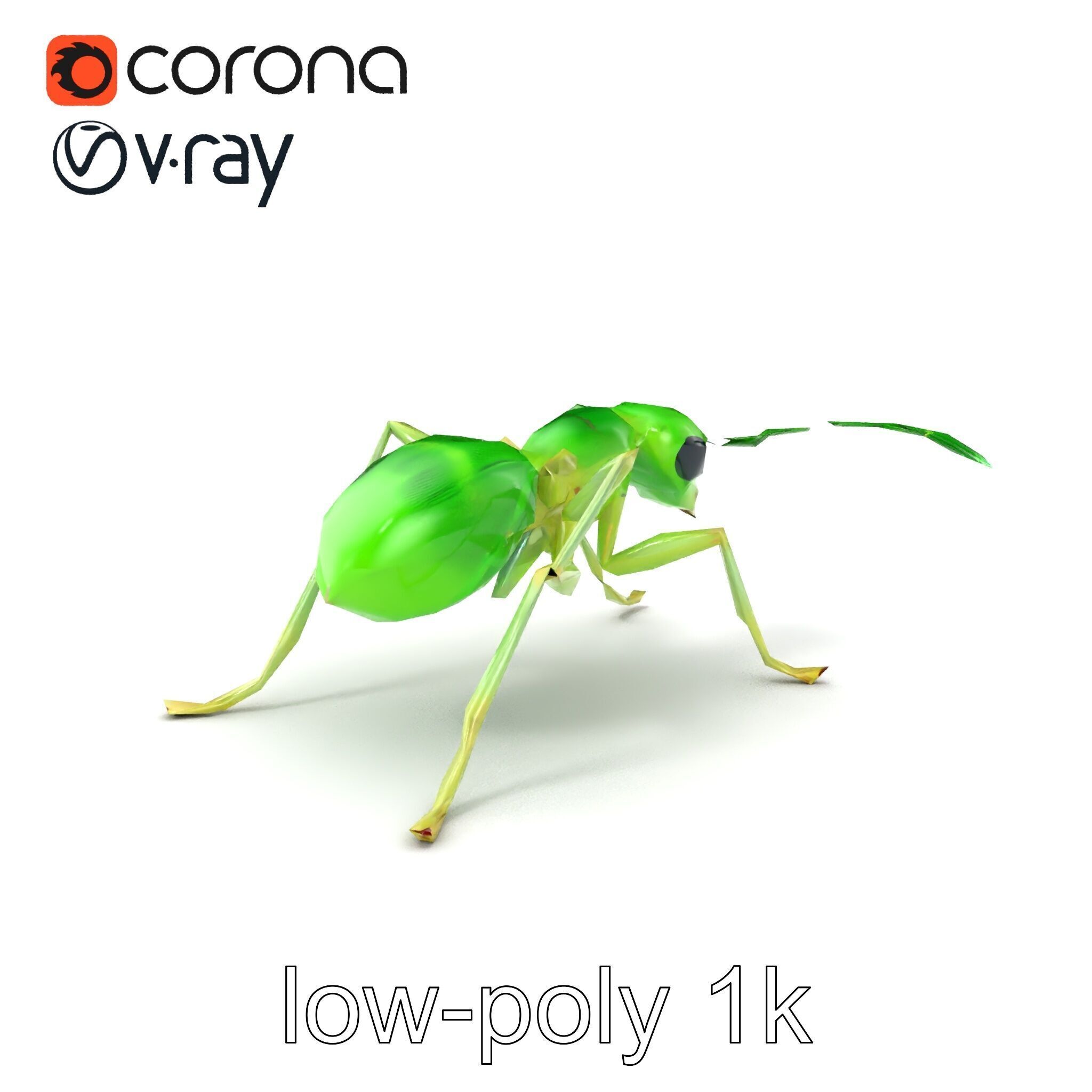 Bioluminescent Neon Green Firefly Ant Insect model pack Low-poly 3D model_4