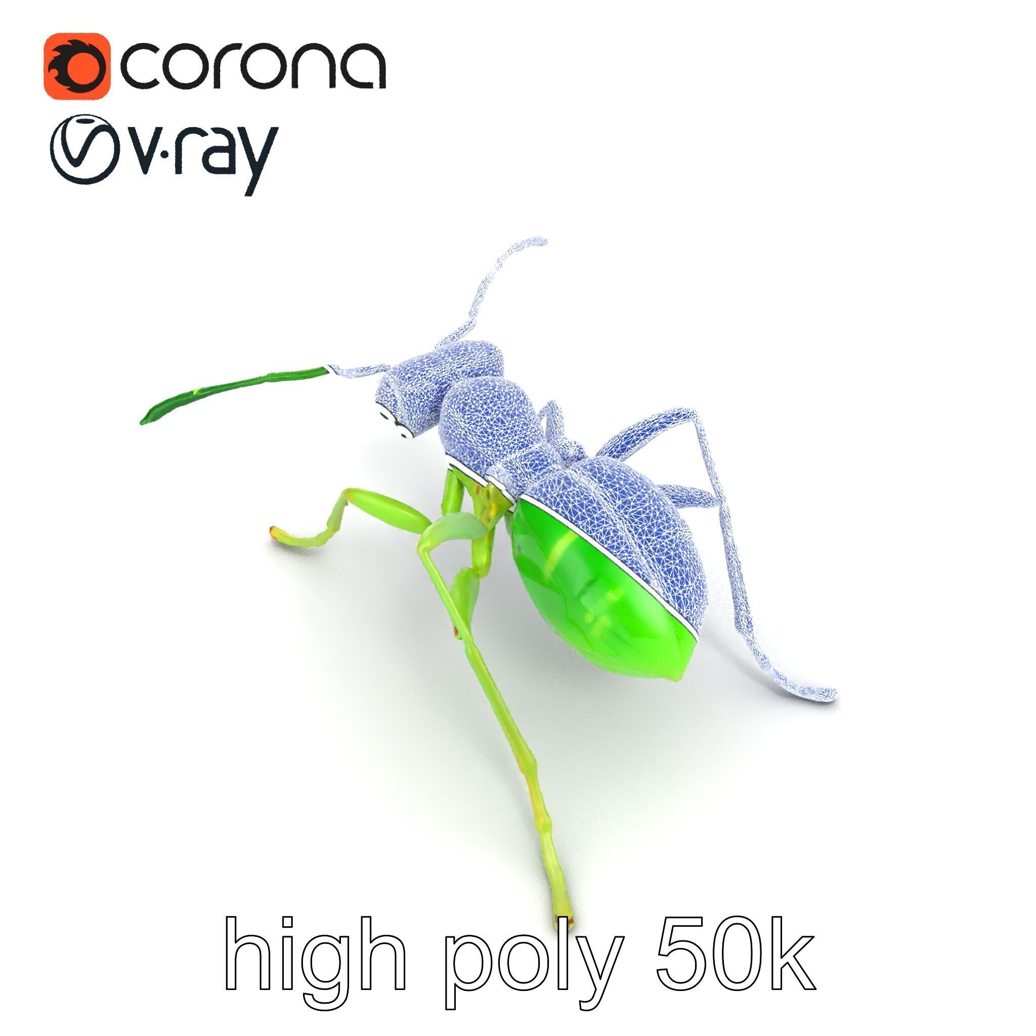 Bioluminescent Neon Green Firefly Ant Insect model pack Low-poly 3D model_19