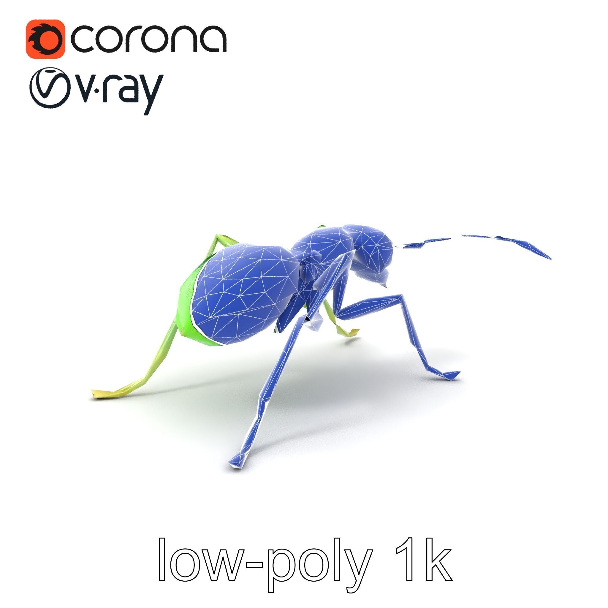 Bioluminescent Neon Green Firefly Ant Insect model pack Low-poly 3D model_6