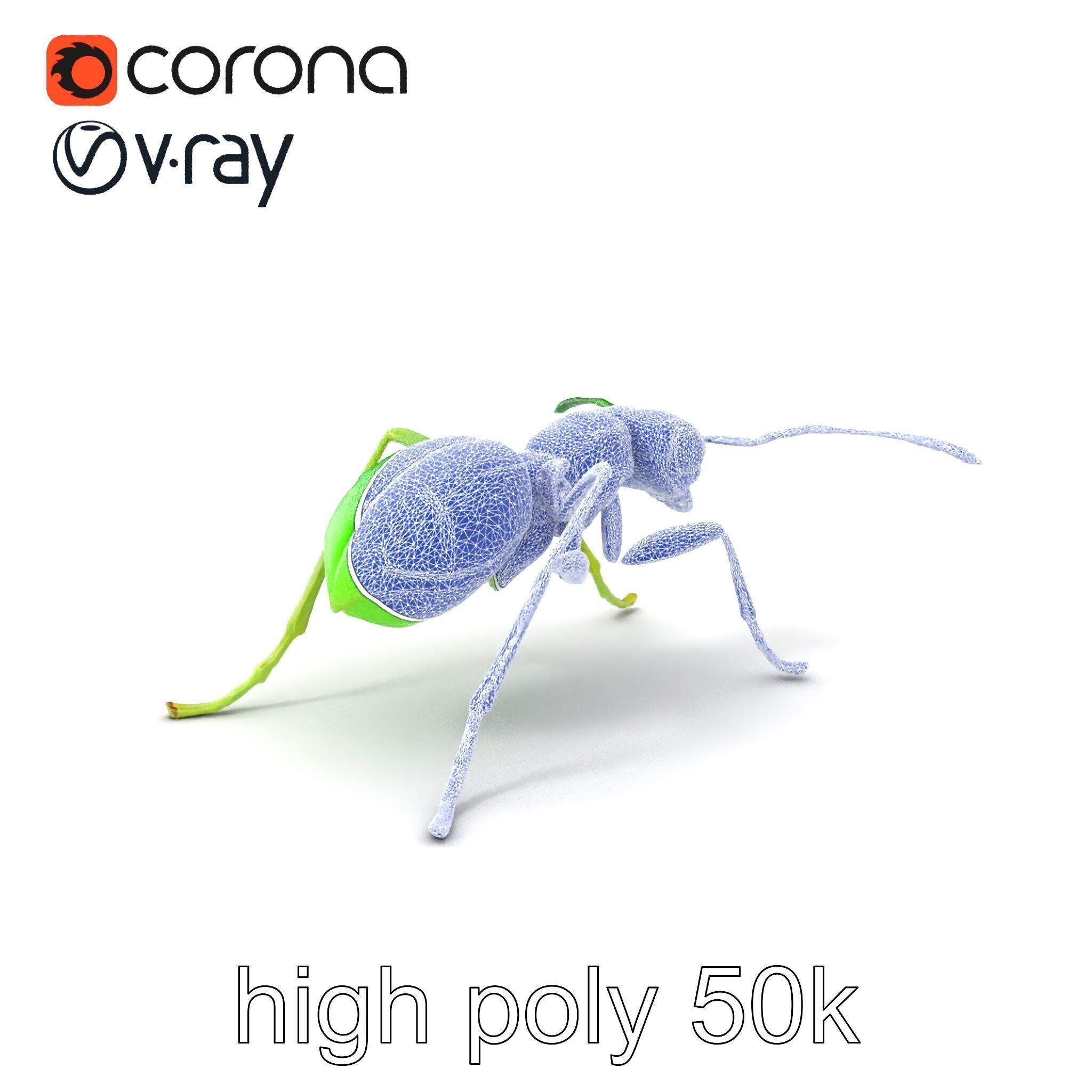 Bioluminescent Neon Green Firefly Ant Insect model pack Low-poly 3D model_1