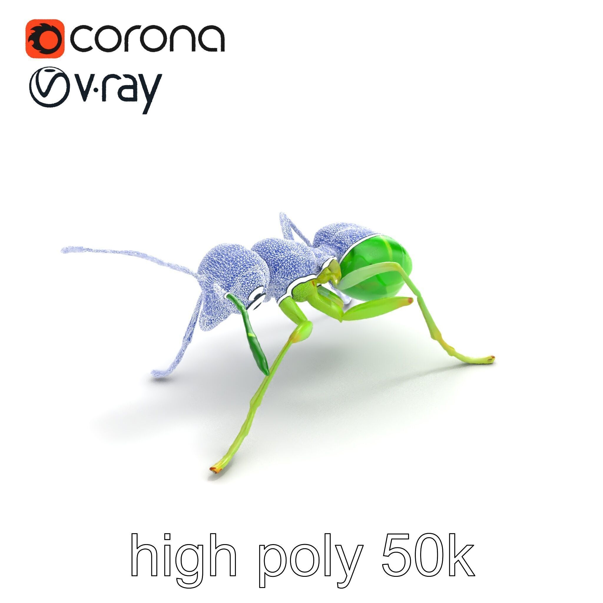 Bioluminescent Neon Green Firefly Ant Insect model pack Low-poly 3D model_10