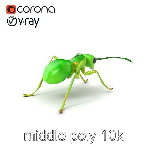 Bioluminescent Neon Green Firefly Ant Insect model pack Low-poly 3D model