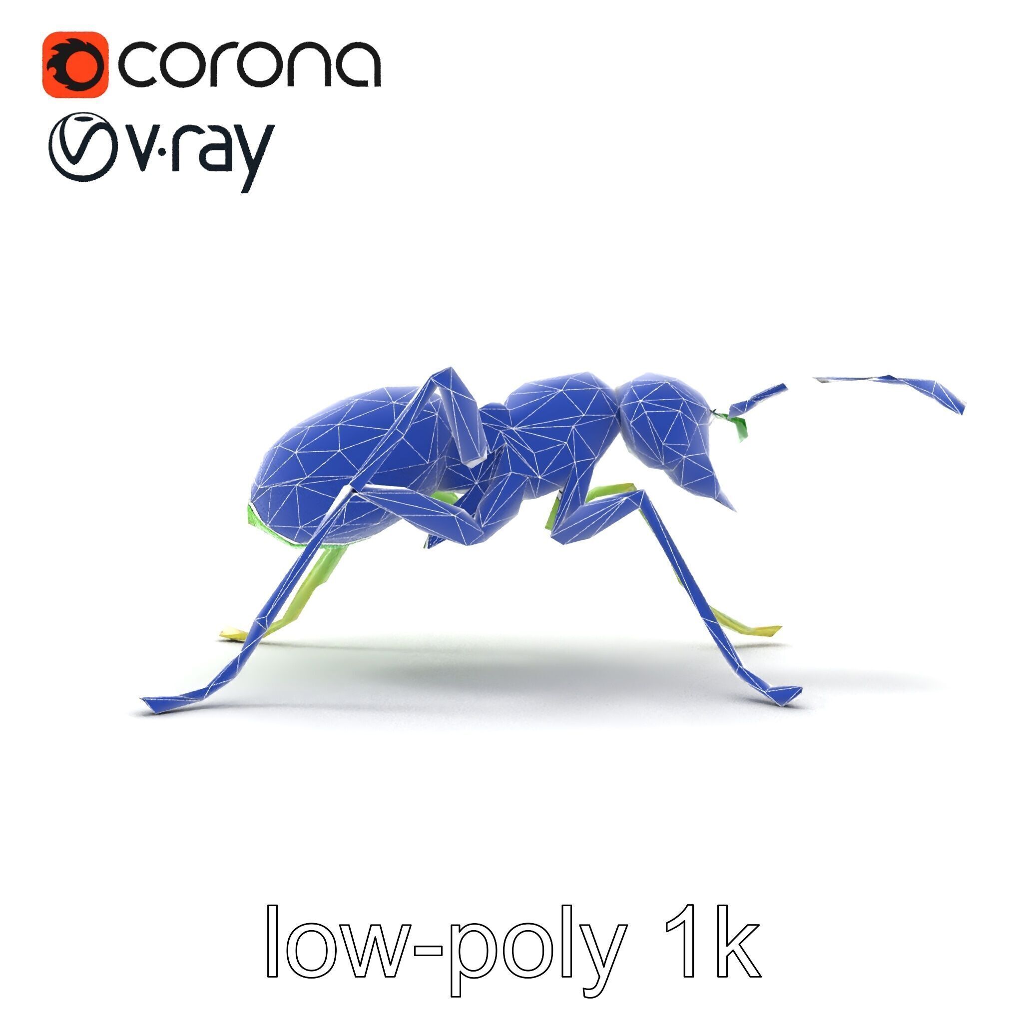 Bioluminescent Neon Green Firefly Ant Insect model pack Low-poly 3D model_30