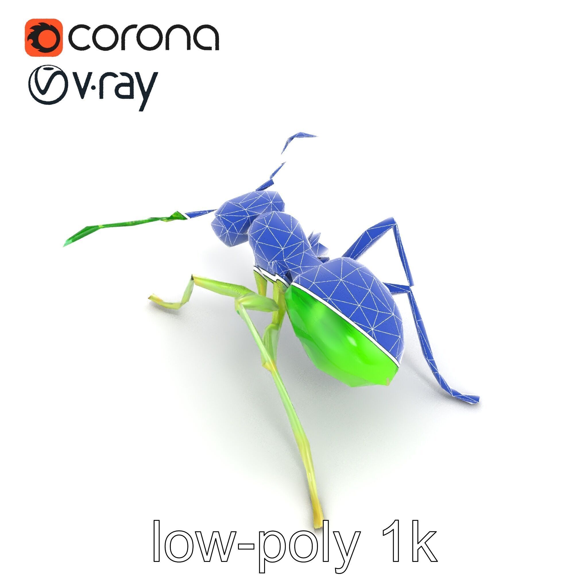 Bioluminescent Neon Green Firefly Ant Insect model pack Low-poly 3D model_12