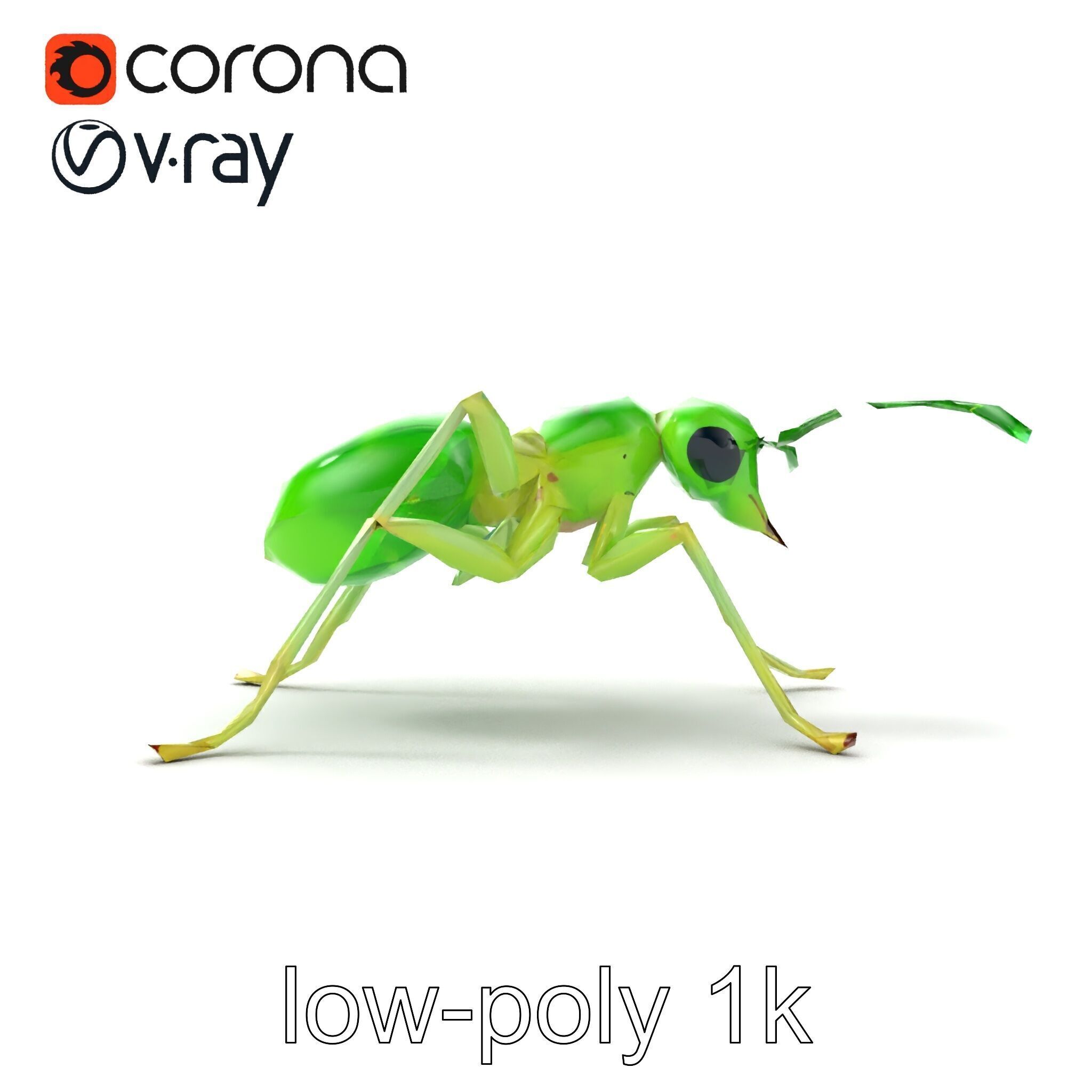 Bioluminescent Neon Green Firefly Ant Insect model pack Low-poly 3D model_22