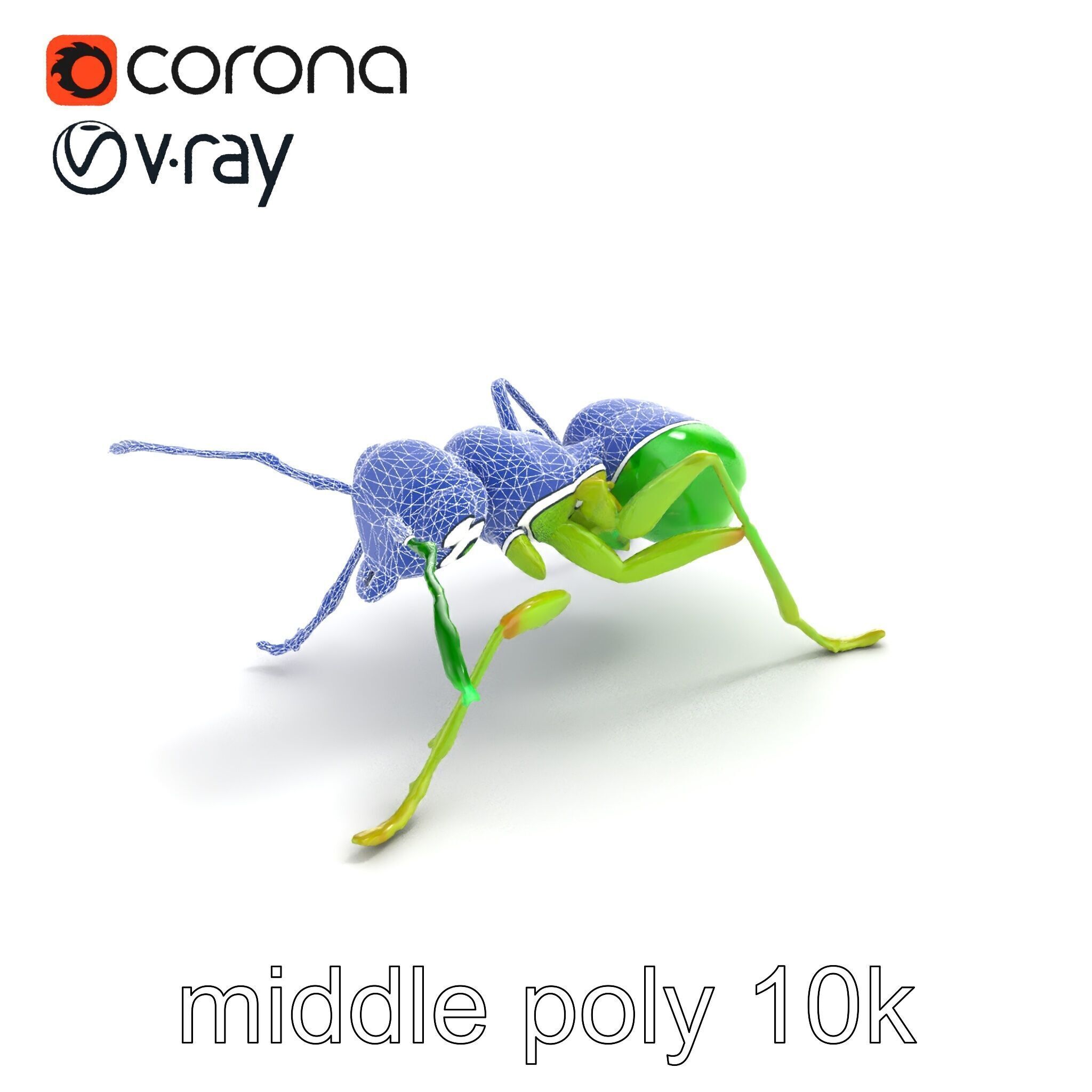 Bioluminescent Neon Green Firefly Ant Insect model pack Low-poly 3D model_29