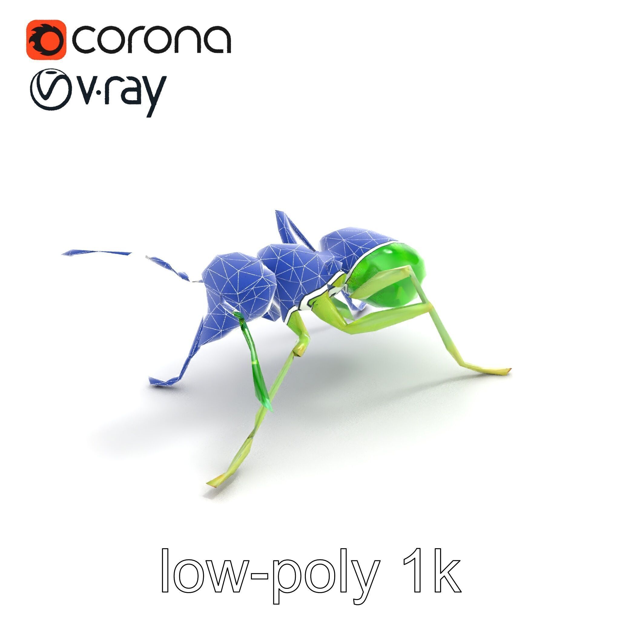 Bioluminescent Neon Green Firefly Ant Insect model pack Low-poly 3D model_16