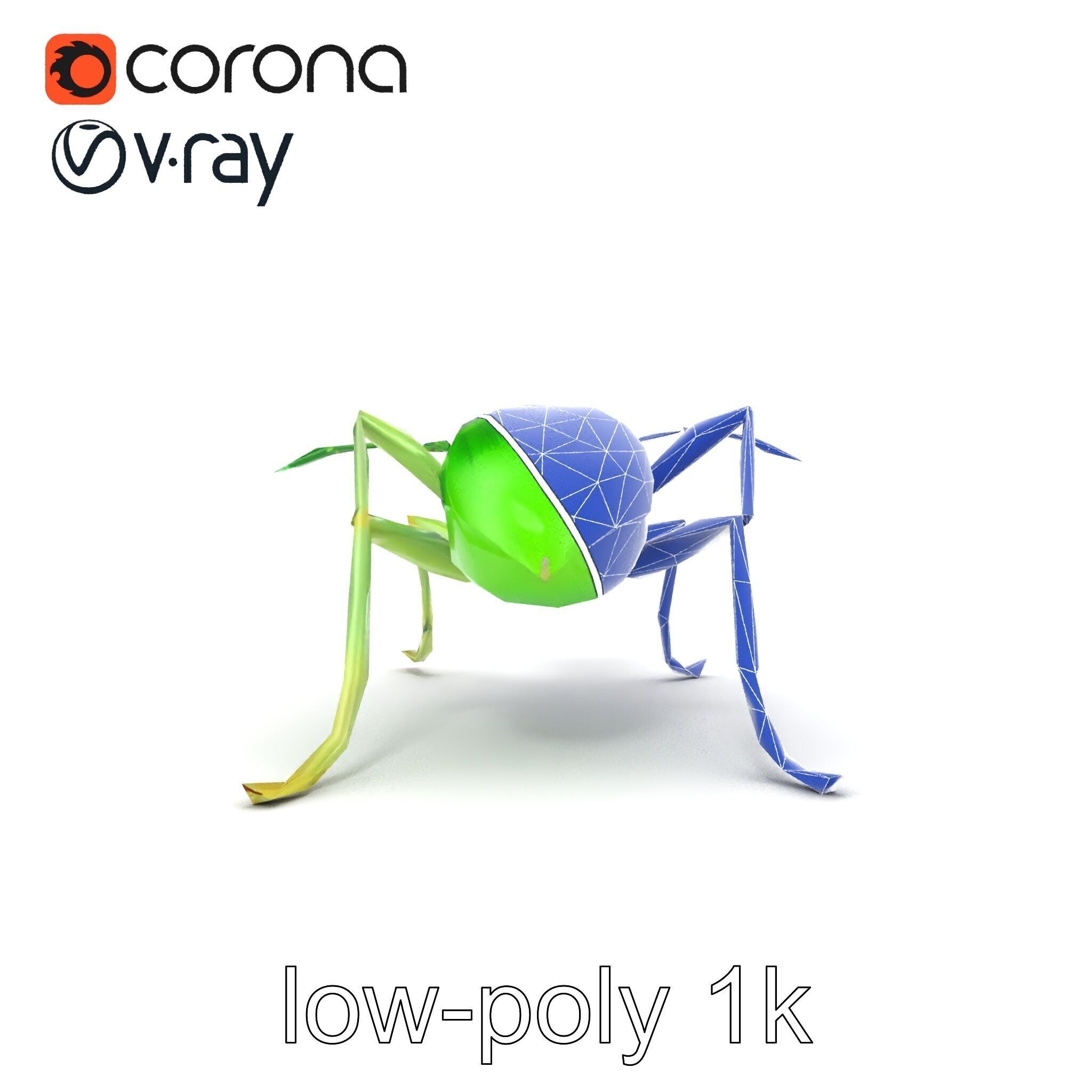 Bioluminescent Neon Green Firefly Ant Insect model pack Low-poly 3D model_26