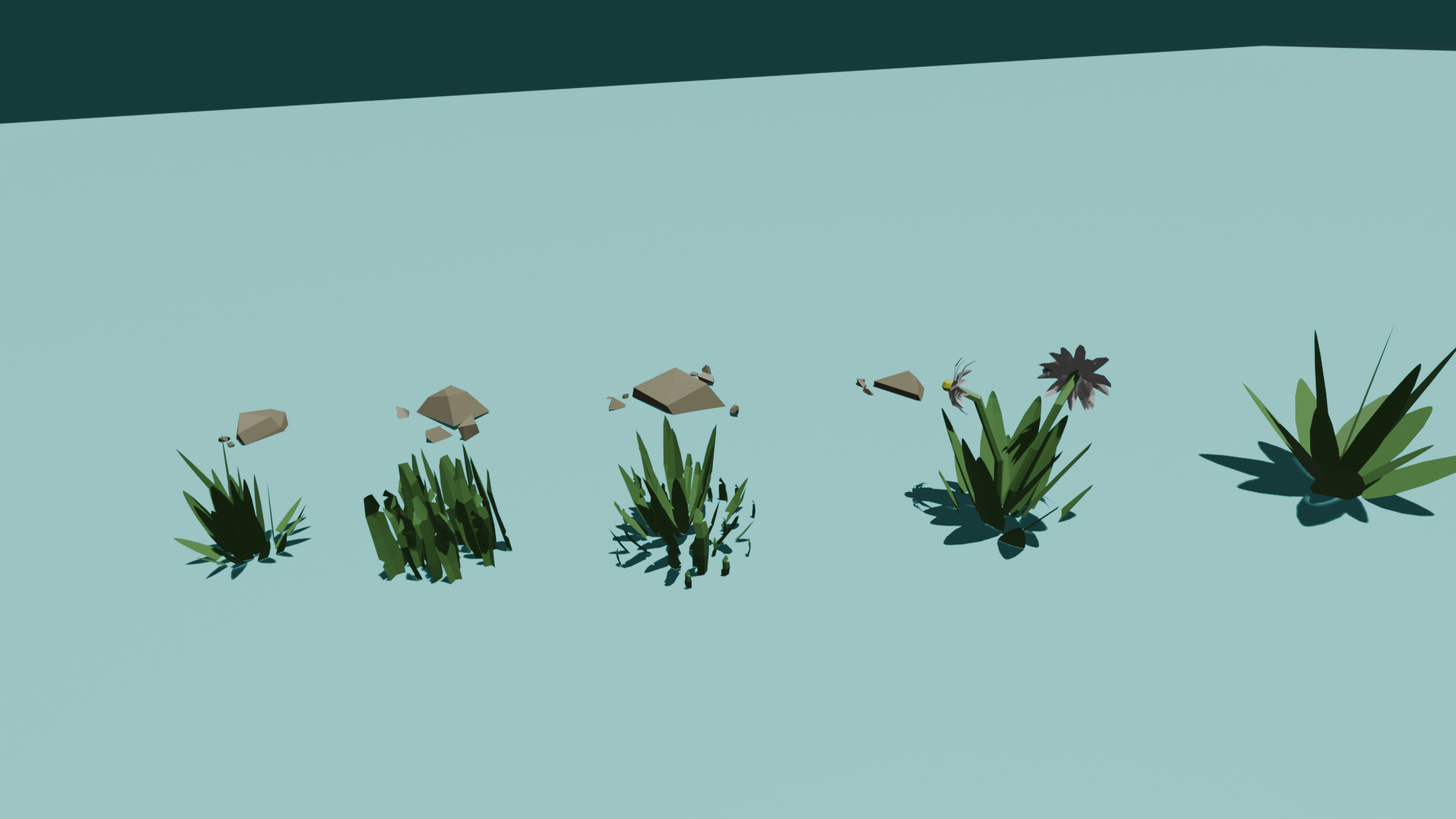 Low Poly Grass and Stones Pack Low-poly 3D model_15
