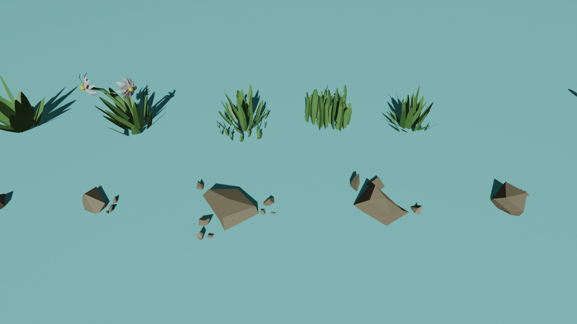 Low Poly Grass and Stones Pack Low-poly 3D model_11