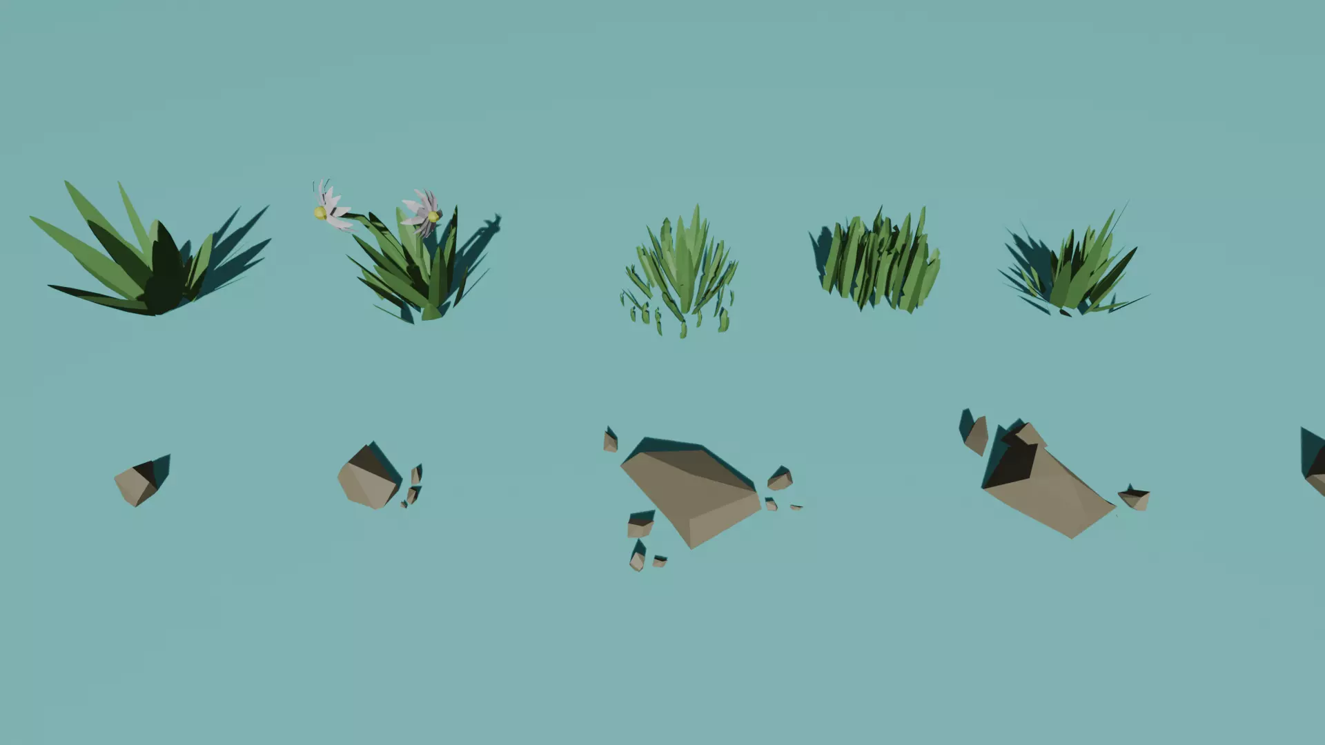 Low Poly Grass and Stones Pack Low-poly 3D model_0