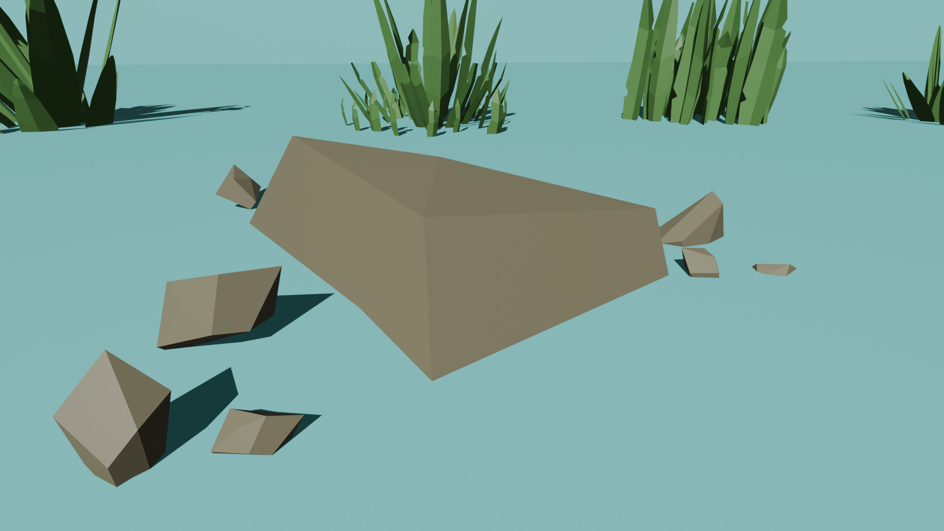 Low Poly Grass and Stones Pack Low-poly 3D model_5