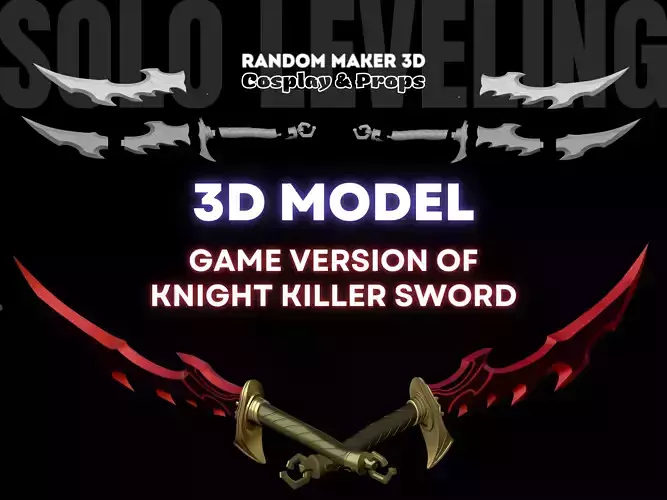 Solo Leveling KnightKiller Dagger  3D Print File STL