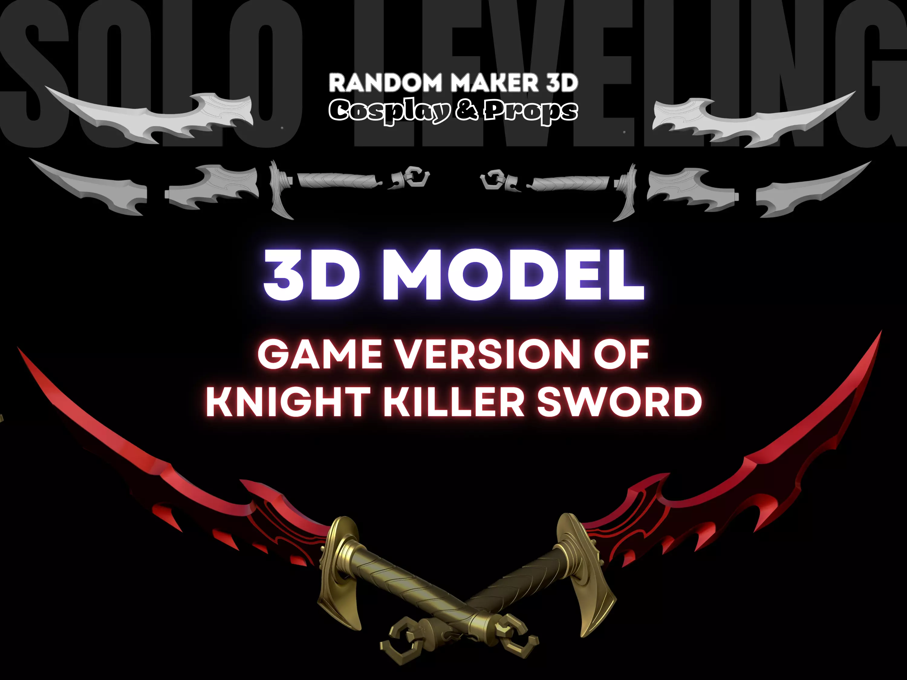 Solo Leveling KnightKiller Dagger 3D Print File STL 3D print model_0