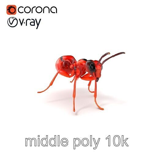 Red Soldier Ant Realistic 3D Model Pack Low-poly 3D model