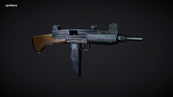 Uzi 01 Wood Stock Active 3D model