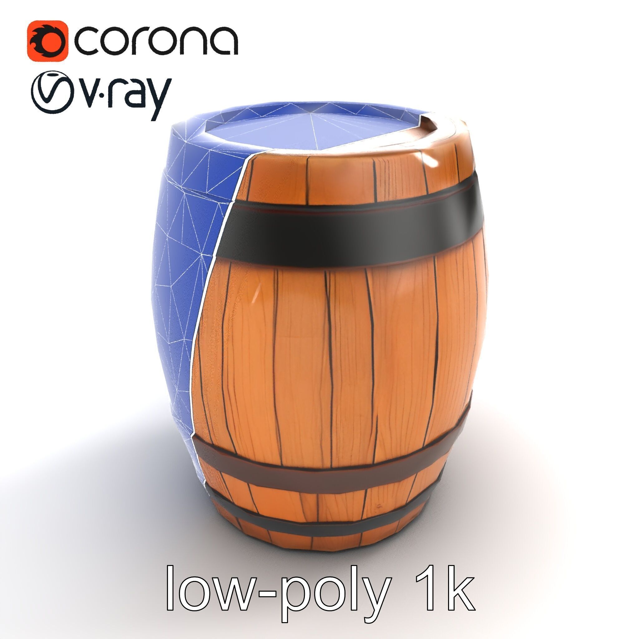 Small Wooden Barrel Weathered Look model pack Low-poly 3D model_11