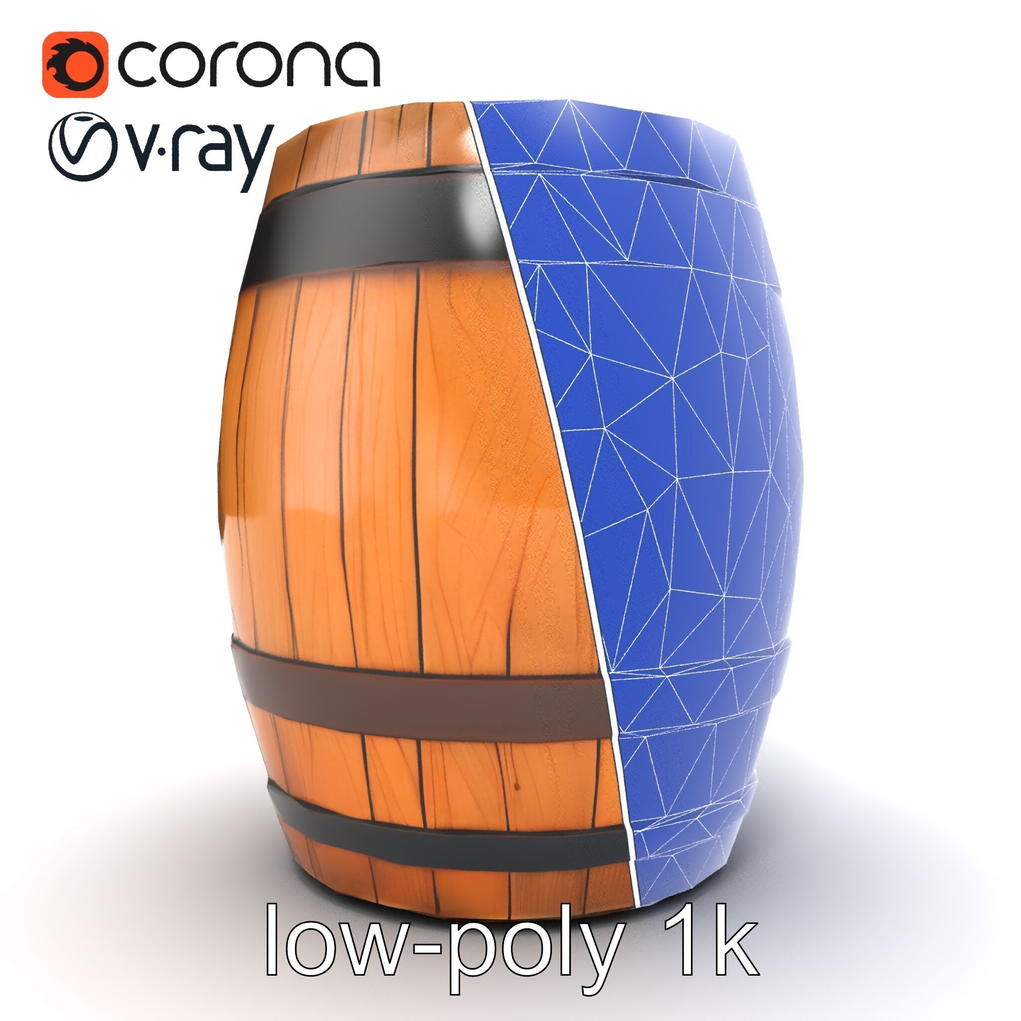 Small Wooden Barrel Weathered Look model pack Low-poly 3D model_17