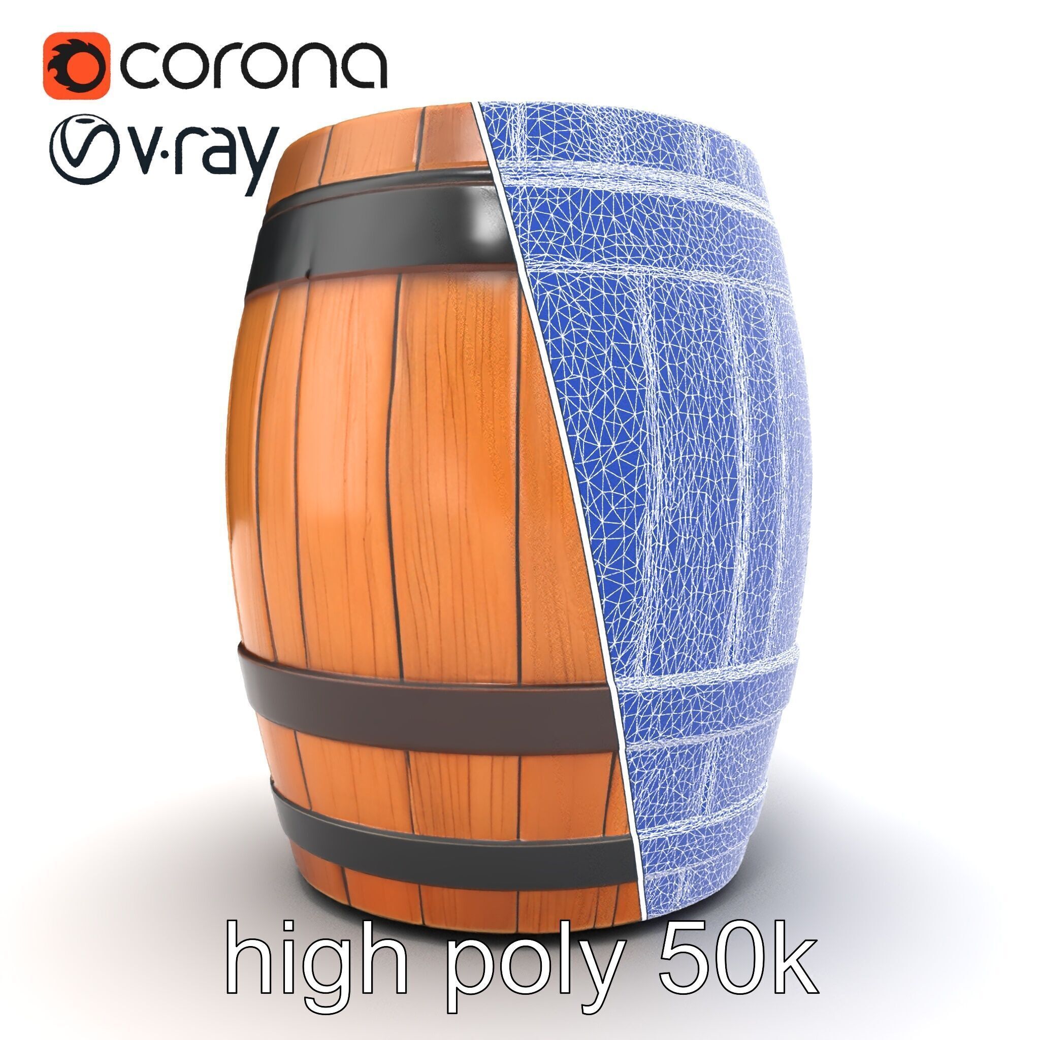 Small Wooden Barrel Weathered Look model pack Low-poly 3D model_32