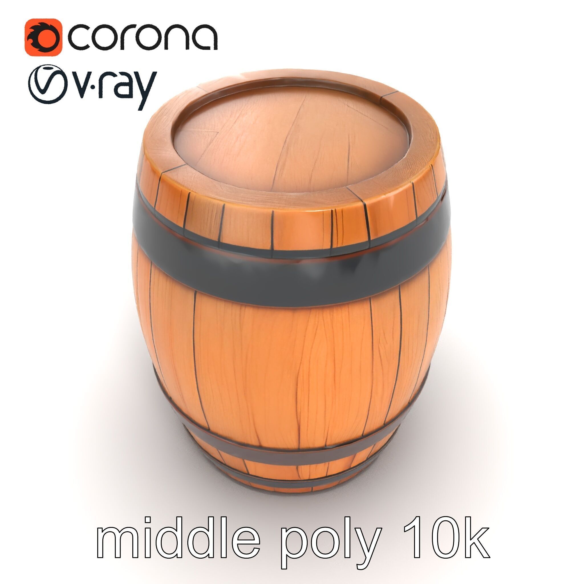 Small Wooden Barrel Weathered Look model pack Low-poly 3D model_20