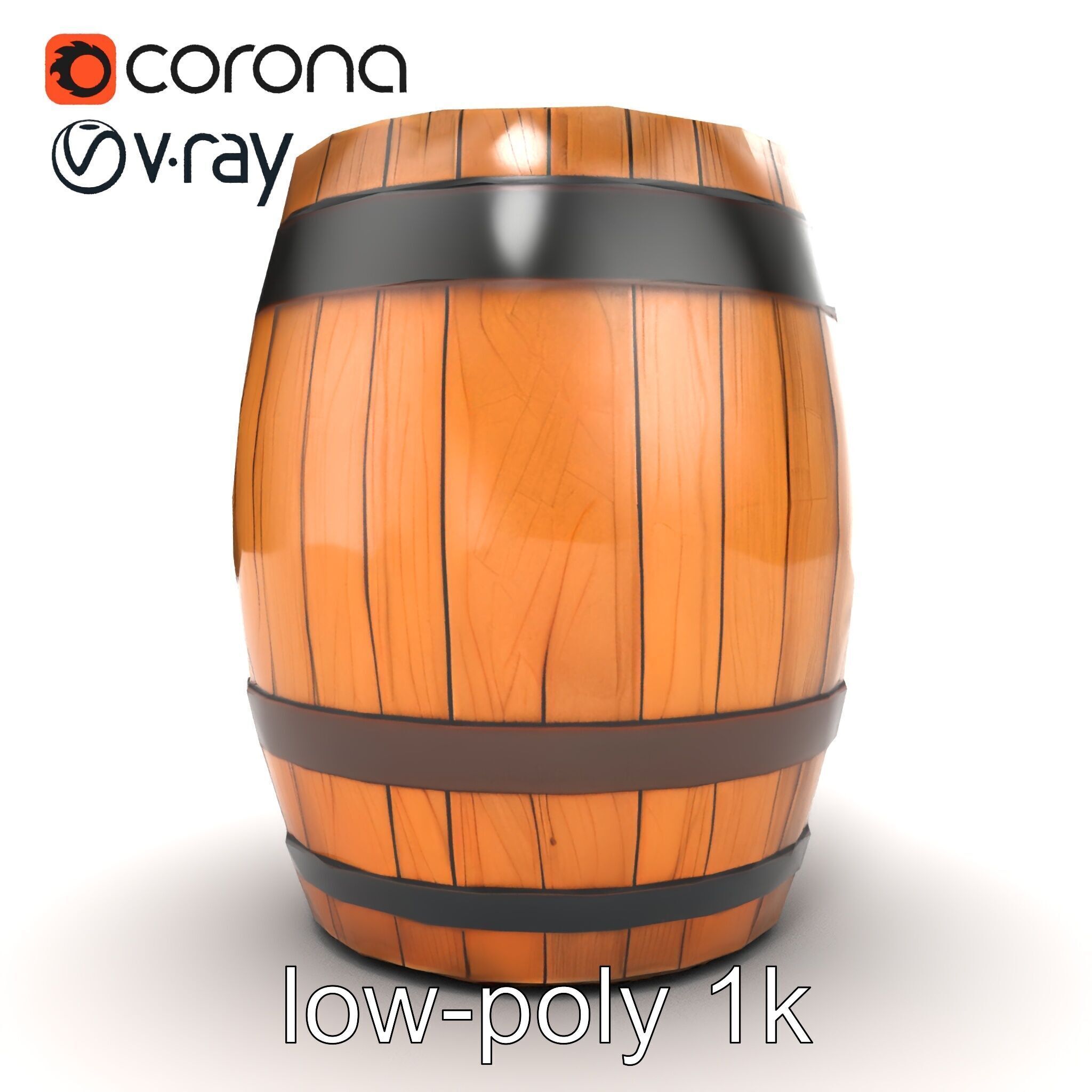 Small Wooden Barrel Weathered Look model pack Low-poly 3D model_22
