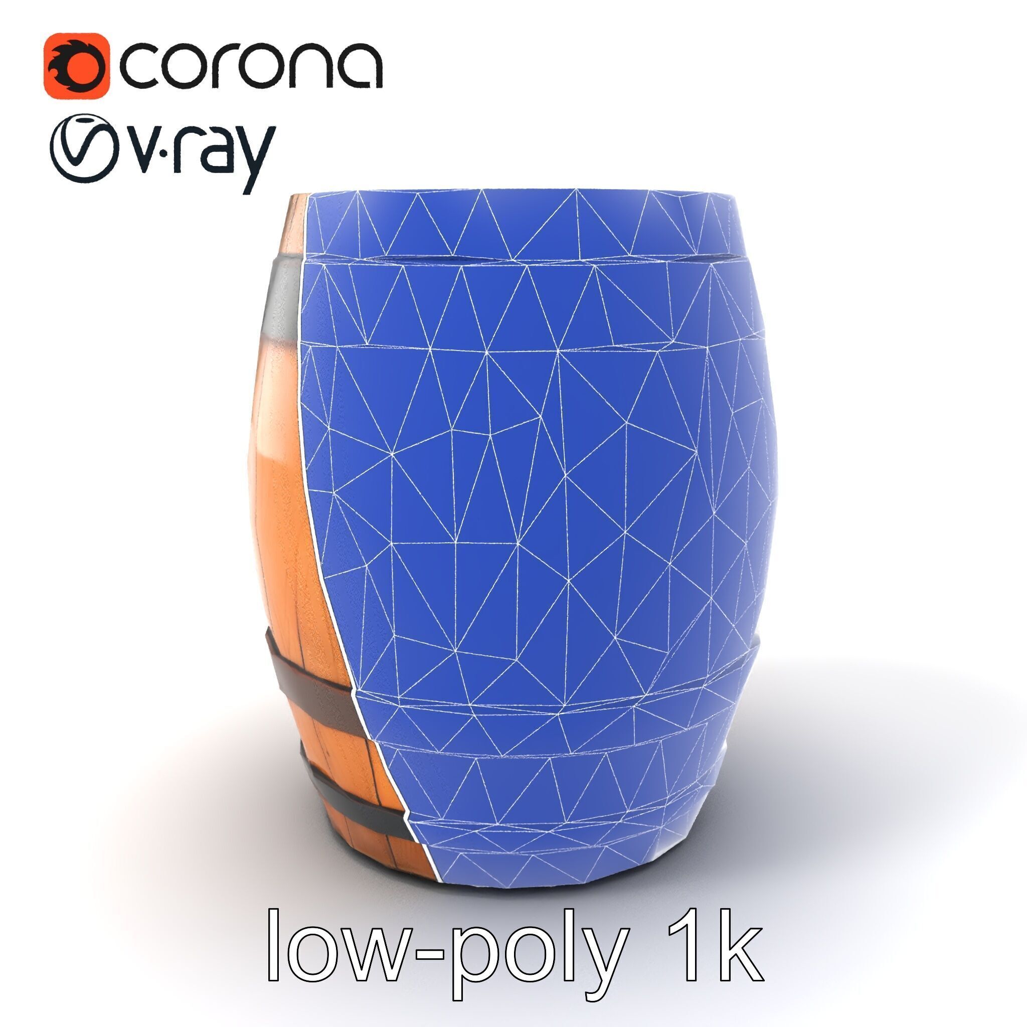 Small Wooden Barrel Weathered Look model pack Low-poly 3D model_7