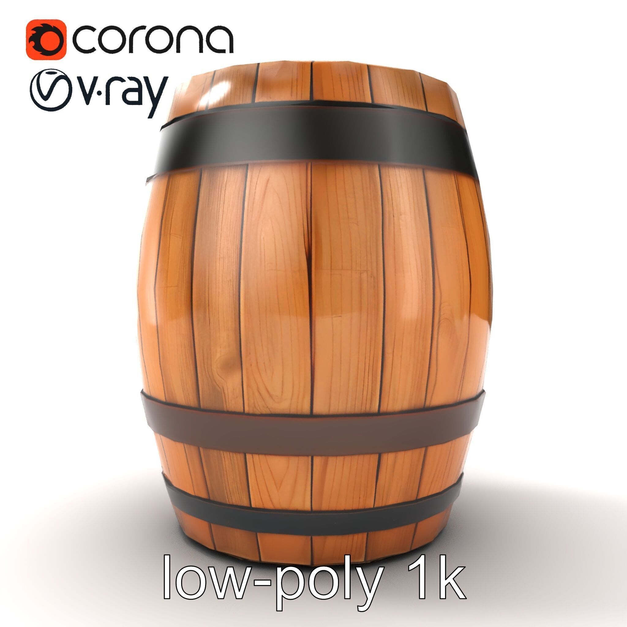Small Wooden Barrel Weathered Look model pack Low-poly 3D model_21
