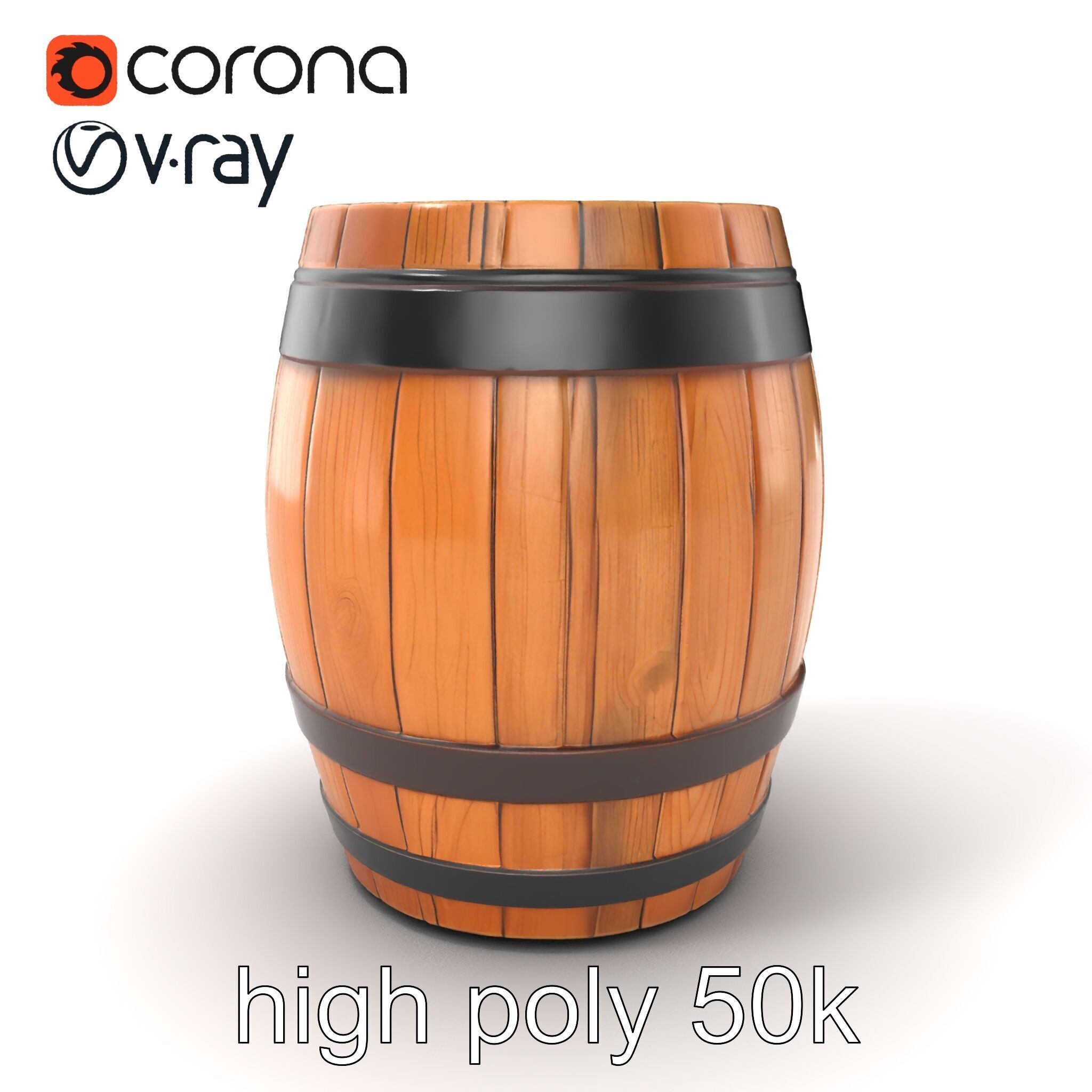 Small Wooden Barrel Weathered Look model pack Low-poly 3D model_2