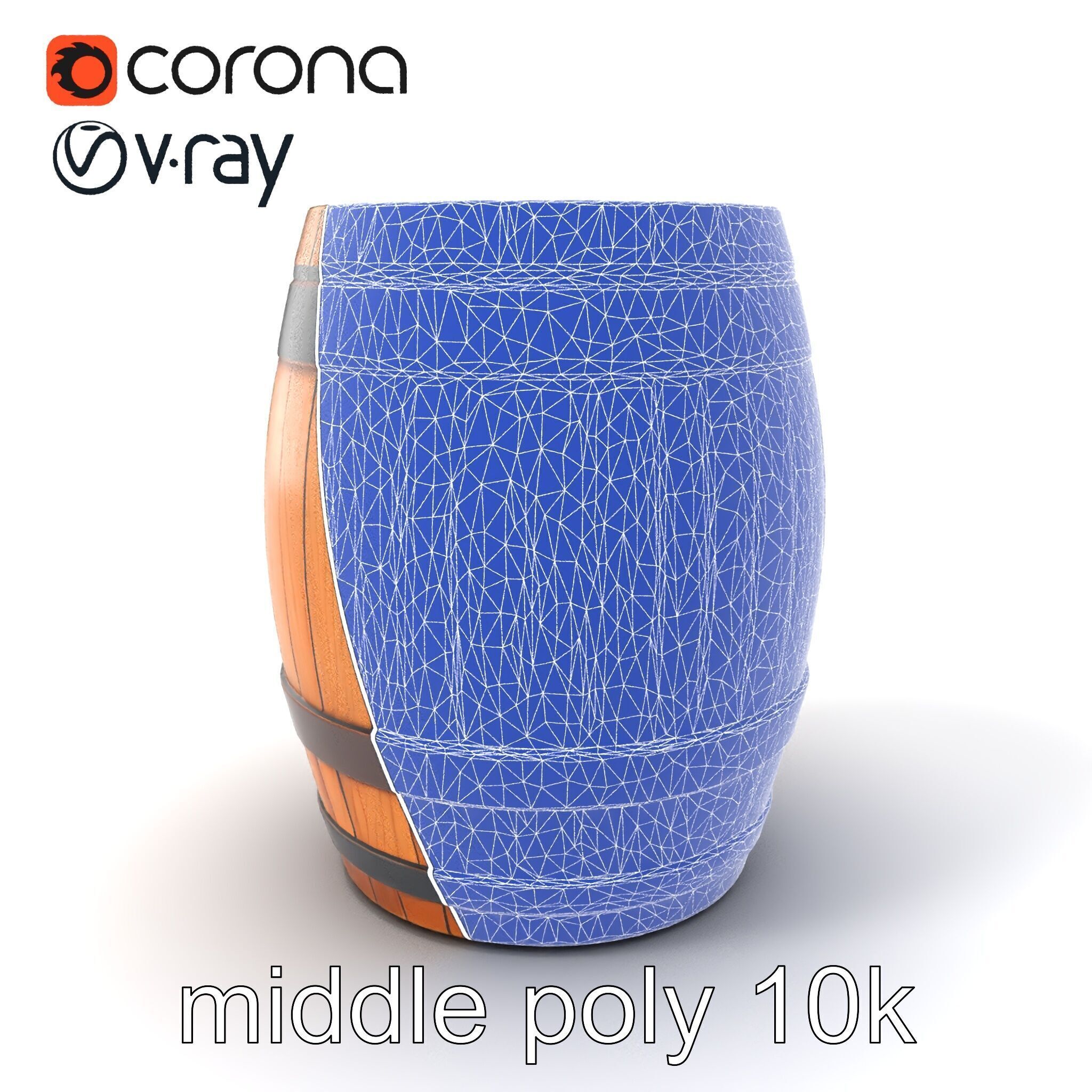 Small Wooden Barrel Weathered Look model pack Low-poly 3D model_6