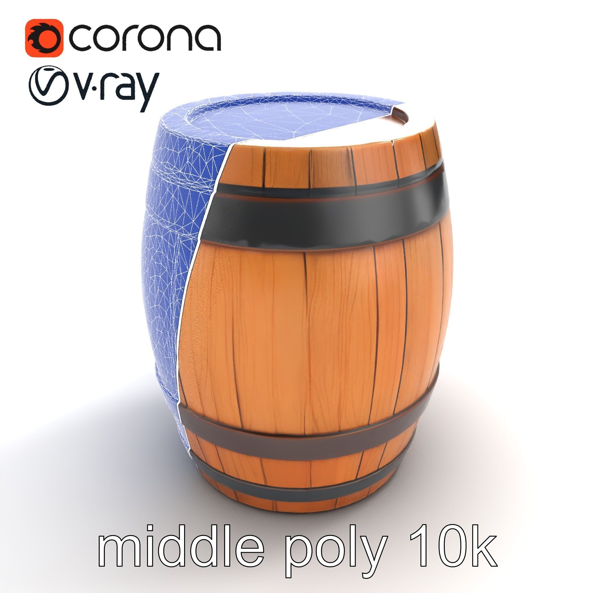 Small Wooden Barrel Weathered Look model pack Low-poly 3D model_12