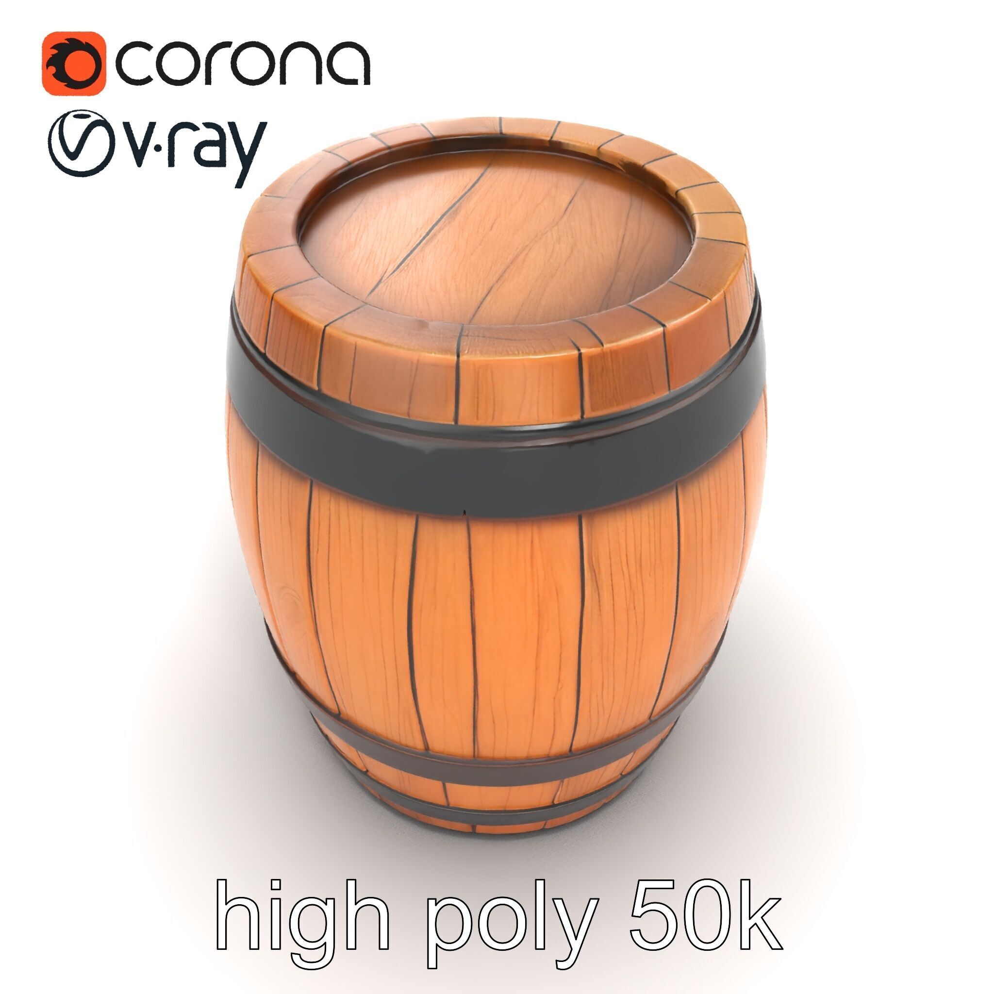 Small Wooden Barrel Weathered Look model pack Low-poly 3D model_24