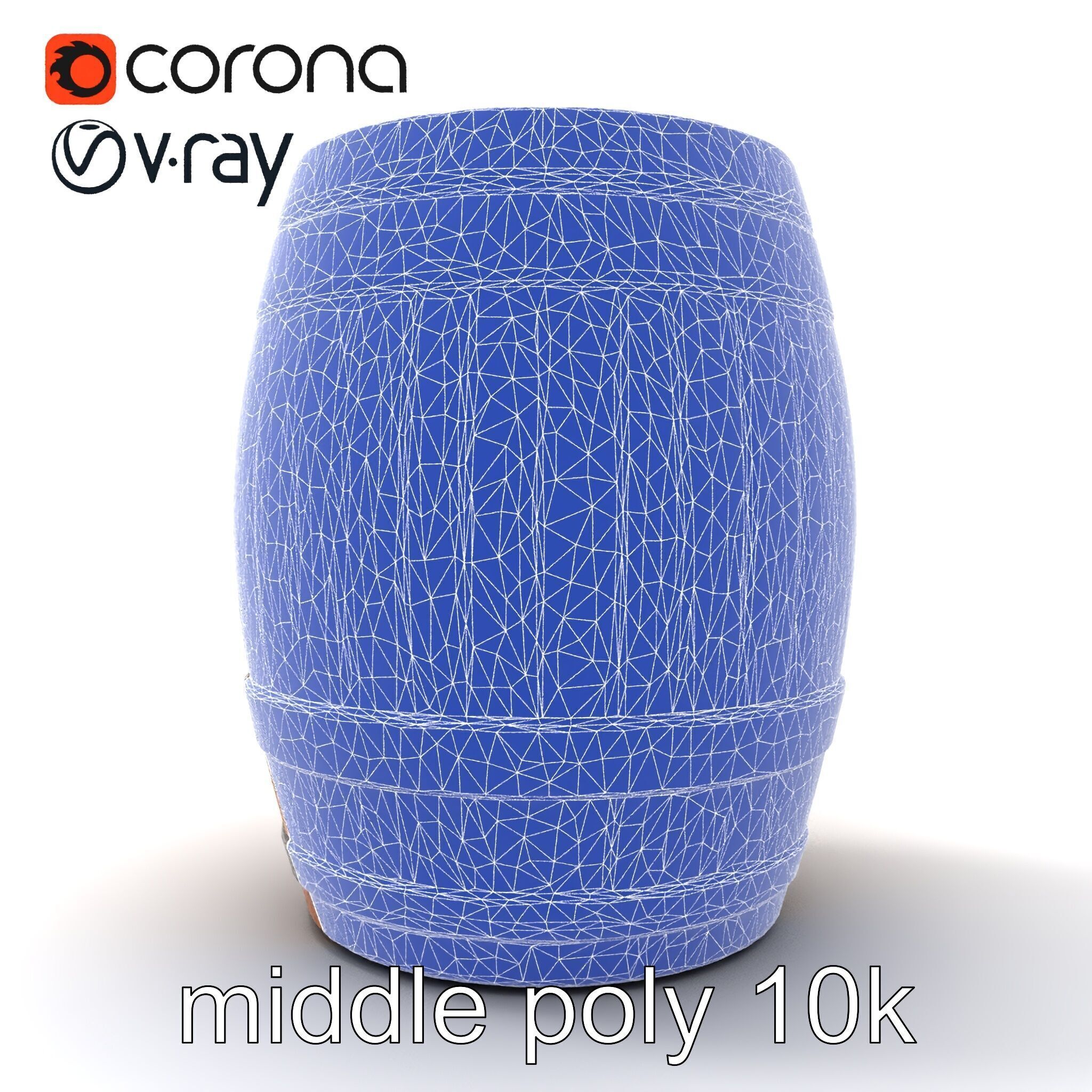 Small Wooden Barrel Weathered Look model pack Low-poly 3D model_30