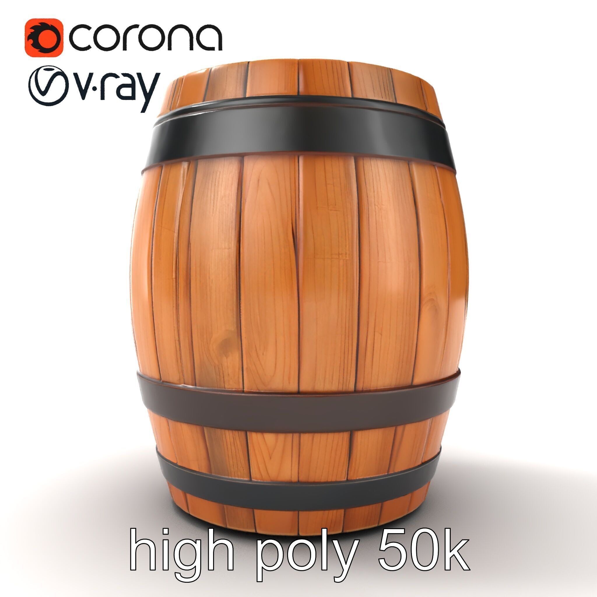 Small Wooden Barrel Weathered Look model pack Low-poly 3D model_29