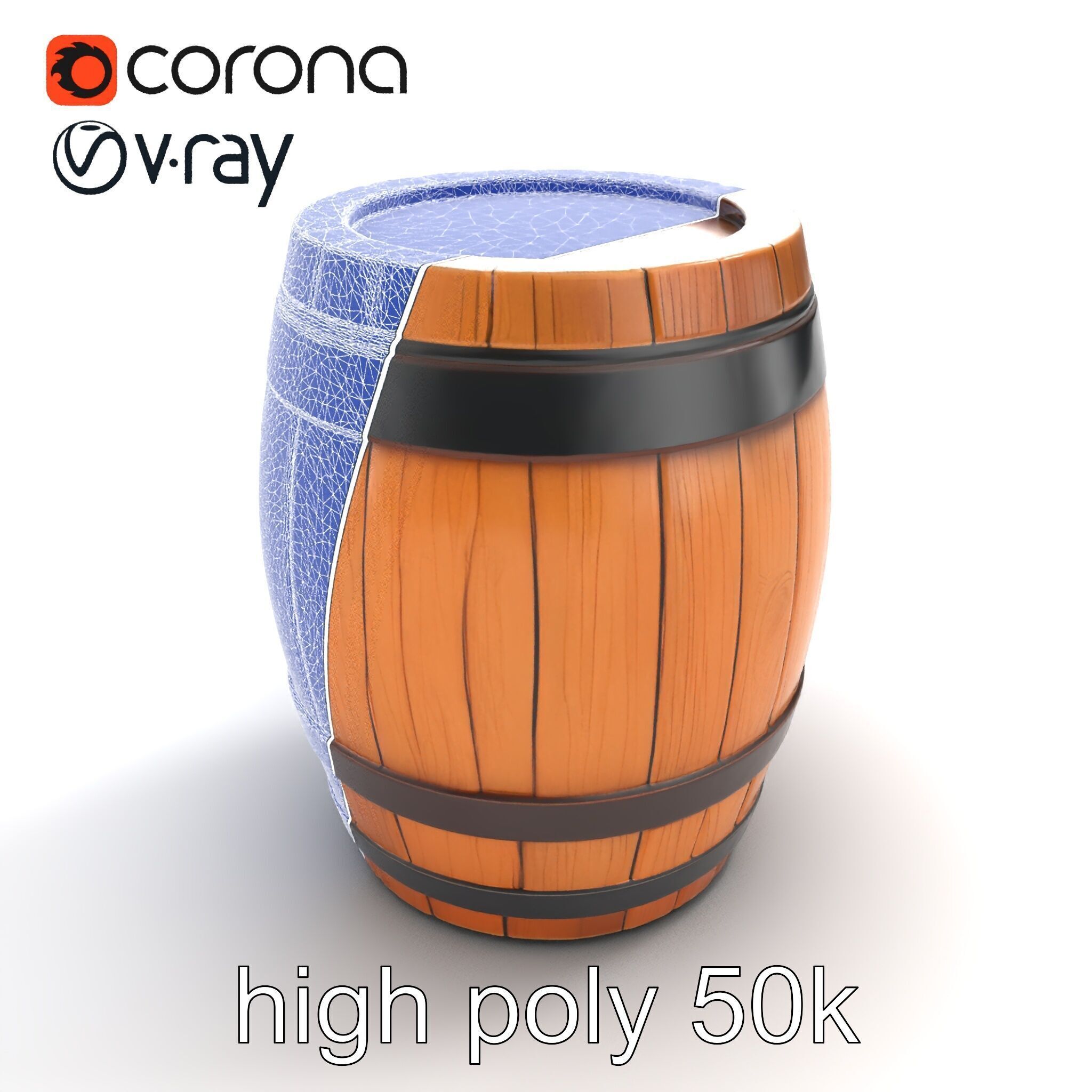 Small Wooden Barrel Weathered Look model pack Low-poly 3D model_31