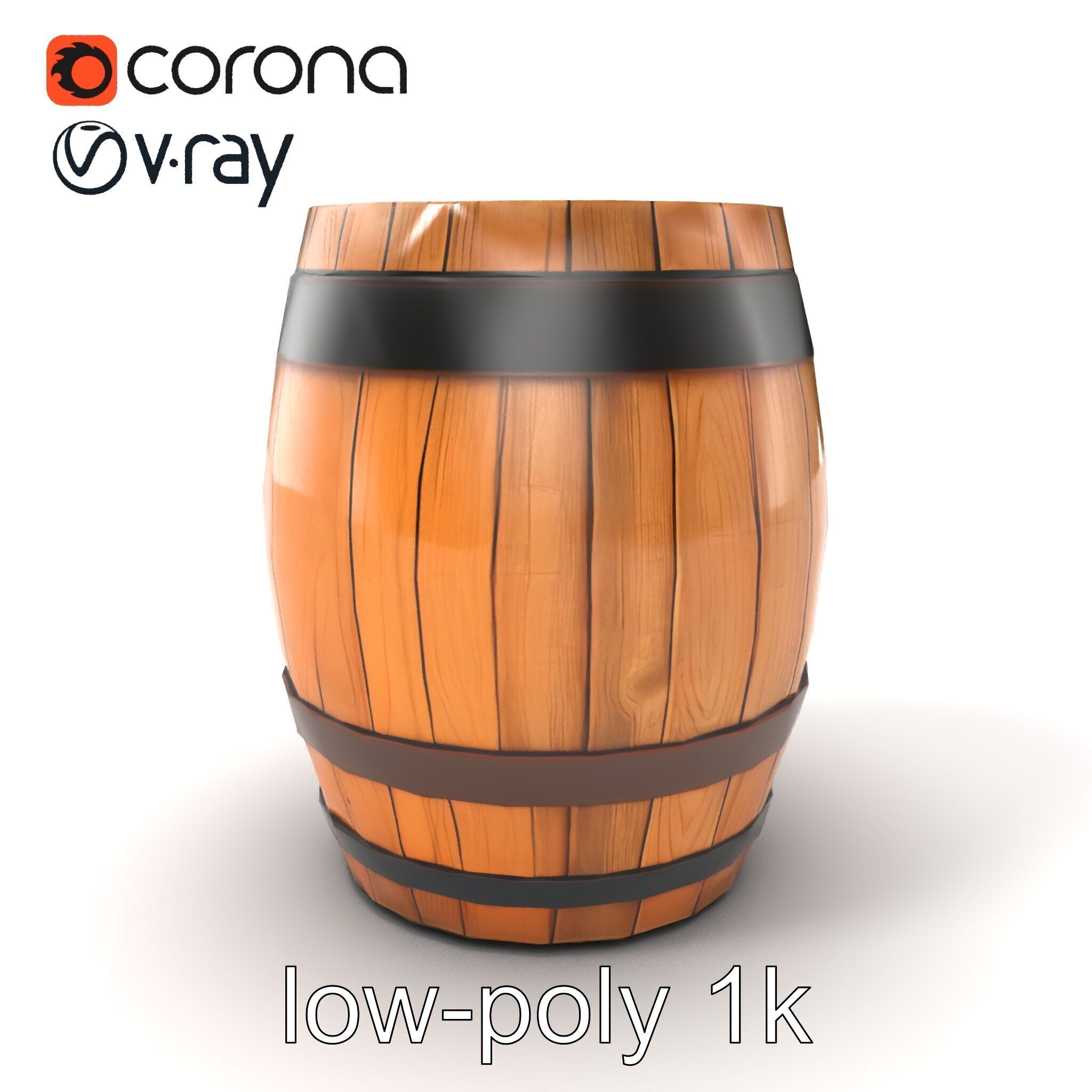 Small Wooden Barrel Weathered Look model pack Low-poly 3D model_5