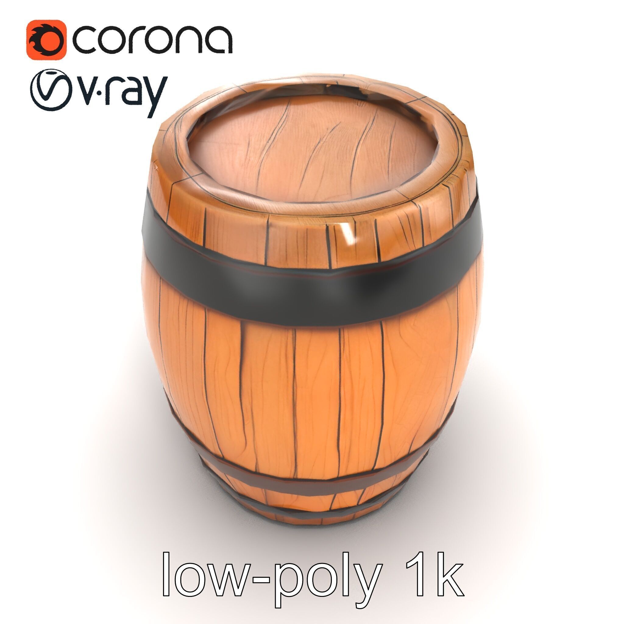Small Wooden Barrel Weathered Look model pack Low-poly 3D model_14