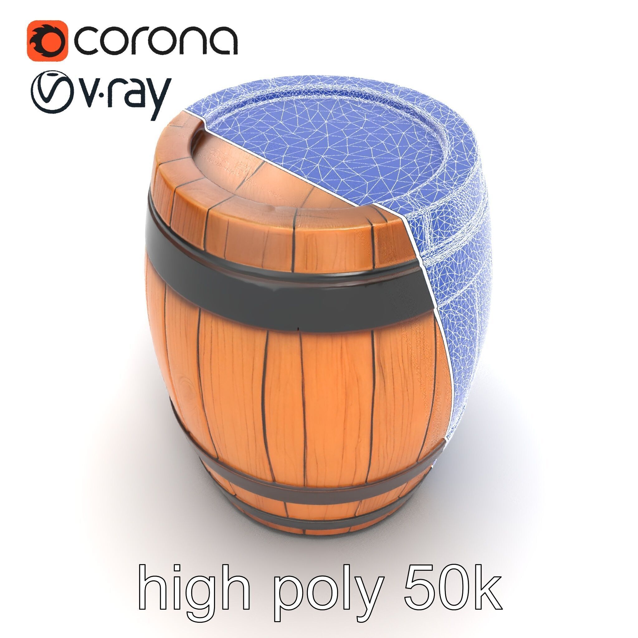 Small Wooden Barrel Weathered Look model pack Low-poly 3D model_25
