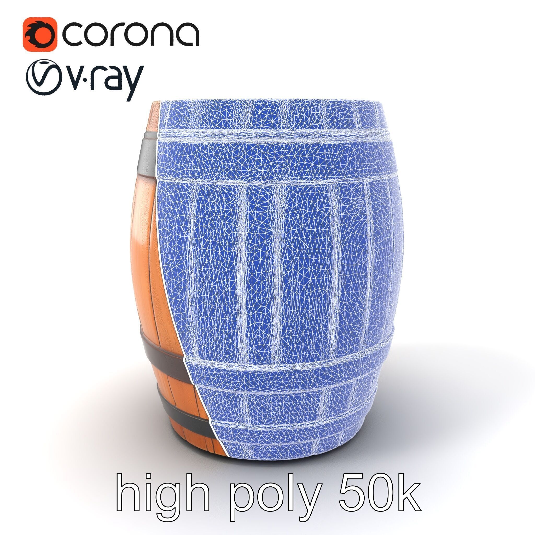 Small Wooden Barrel Weathered Look model pack Low-poly 3D model_10