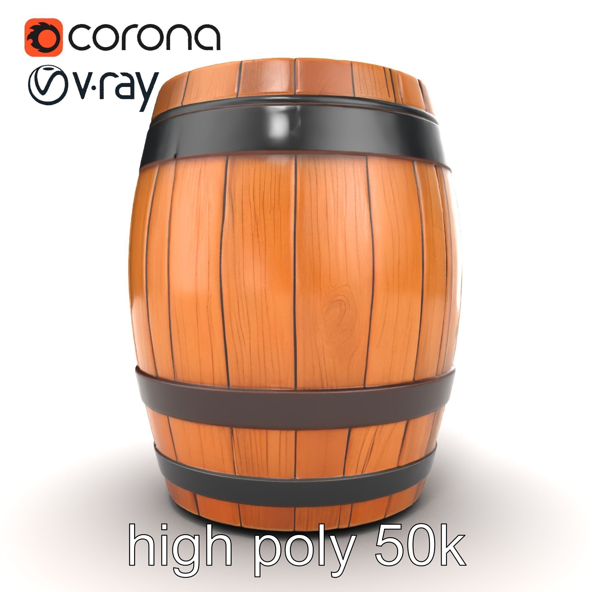 Small Wooden Barrel Weathered Look model pack Low-poly 3D model_16