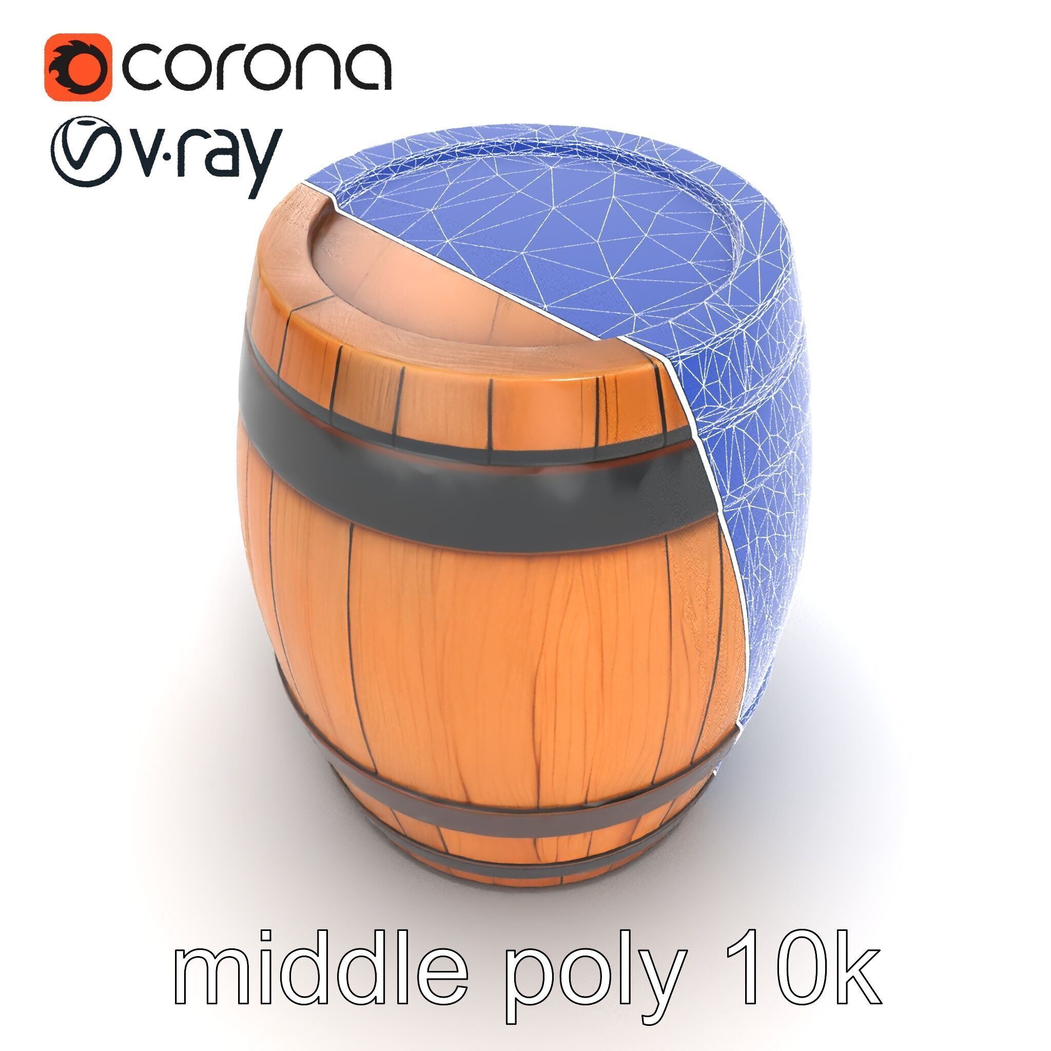 Small Wooden Barrel Weathered Look model pack Low-poly 3D model_26