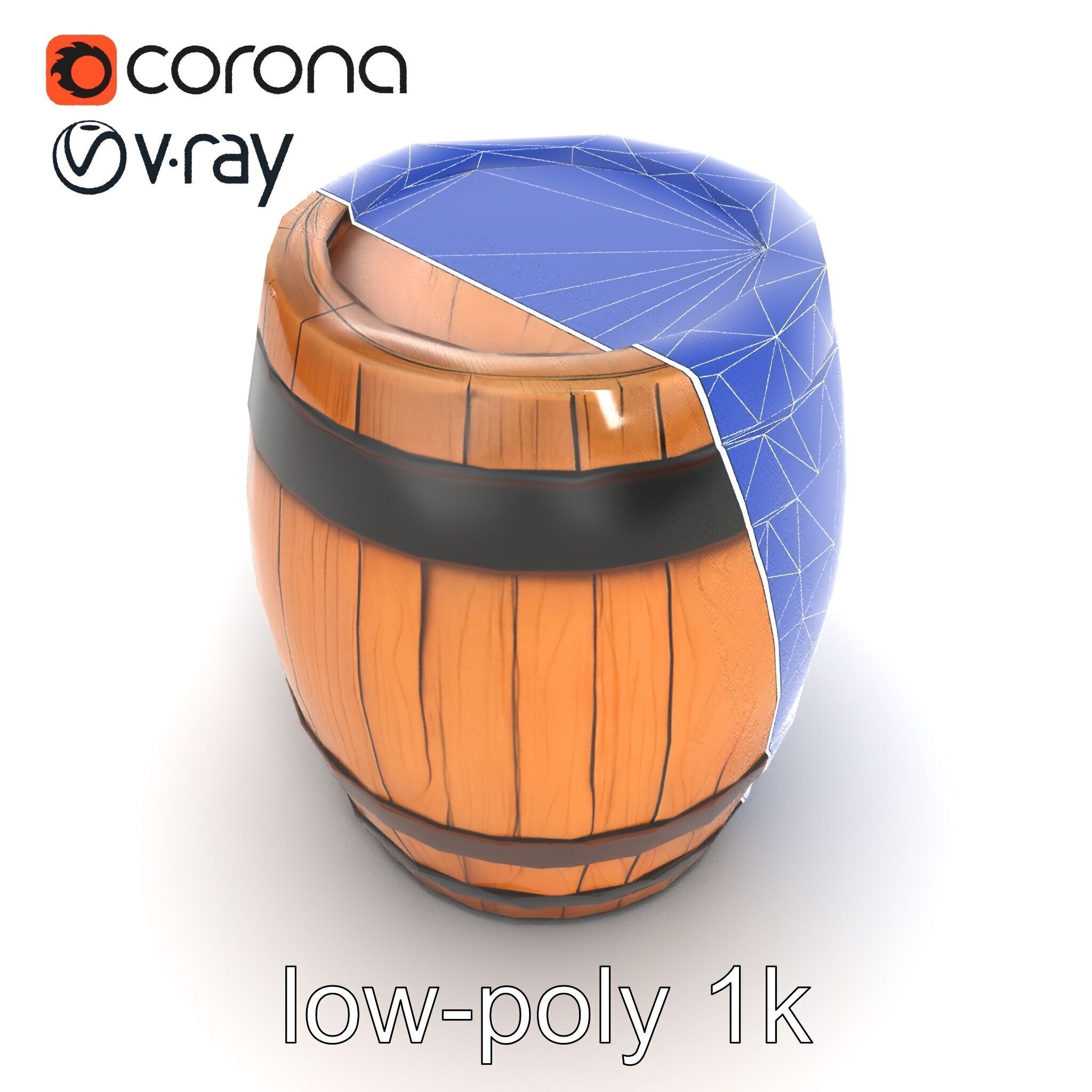 Small Wooden Barrel Weathered Look model pack Low-poly 3D model_23