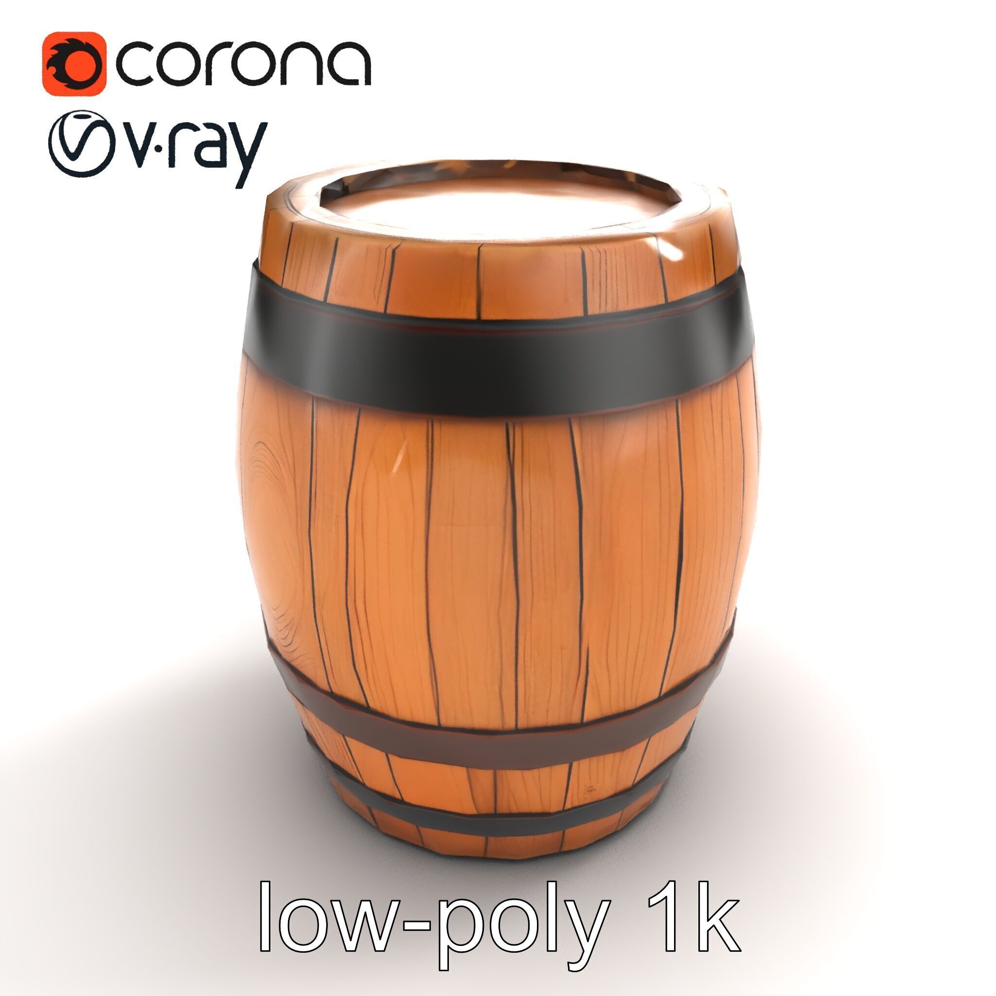Small Wooden Barrel Weathered Look model pack Low-poly 3D model_9