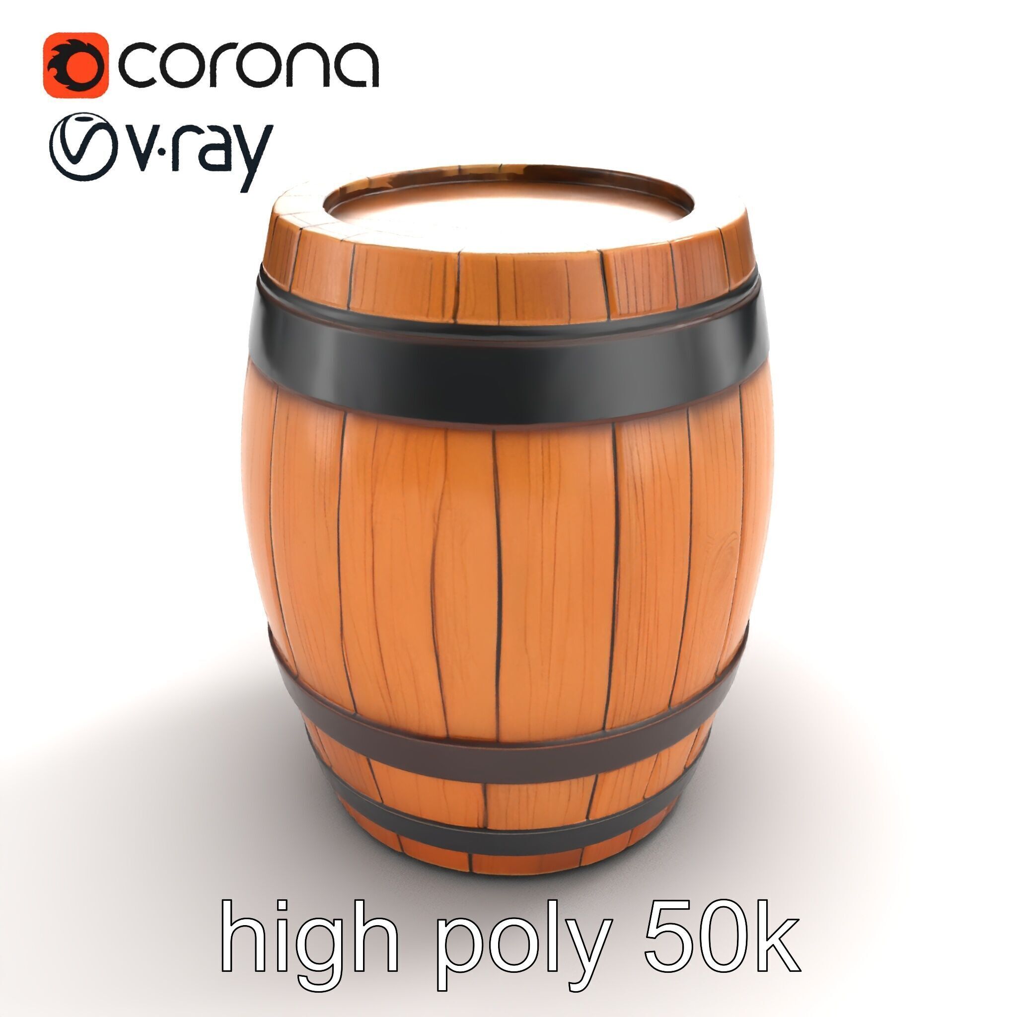 Small Wooden Barrel Weathered Look model pack Low-poly 3D model_13