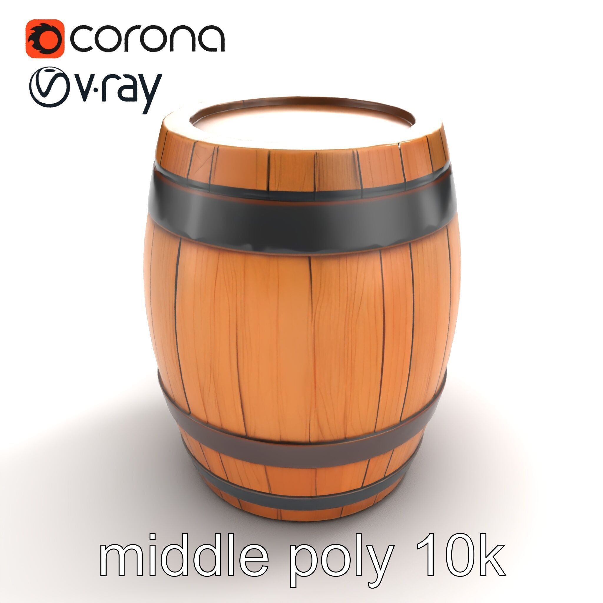 Small Wooden Barrel Weathered Look model pack Low-poly 3D model_8